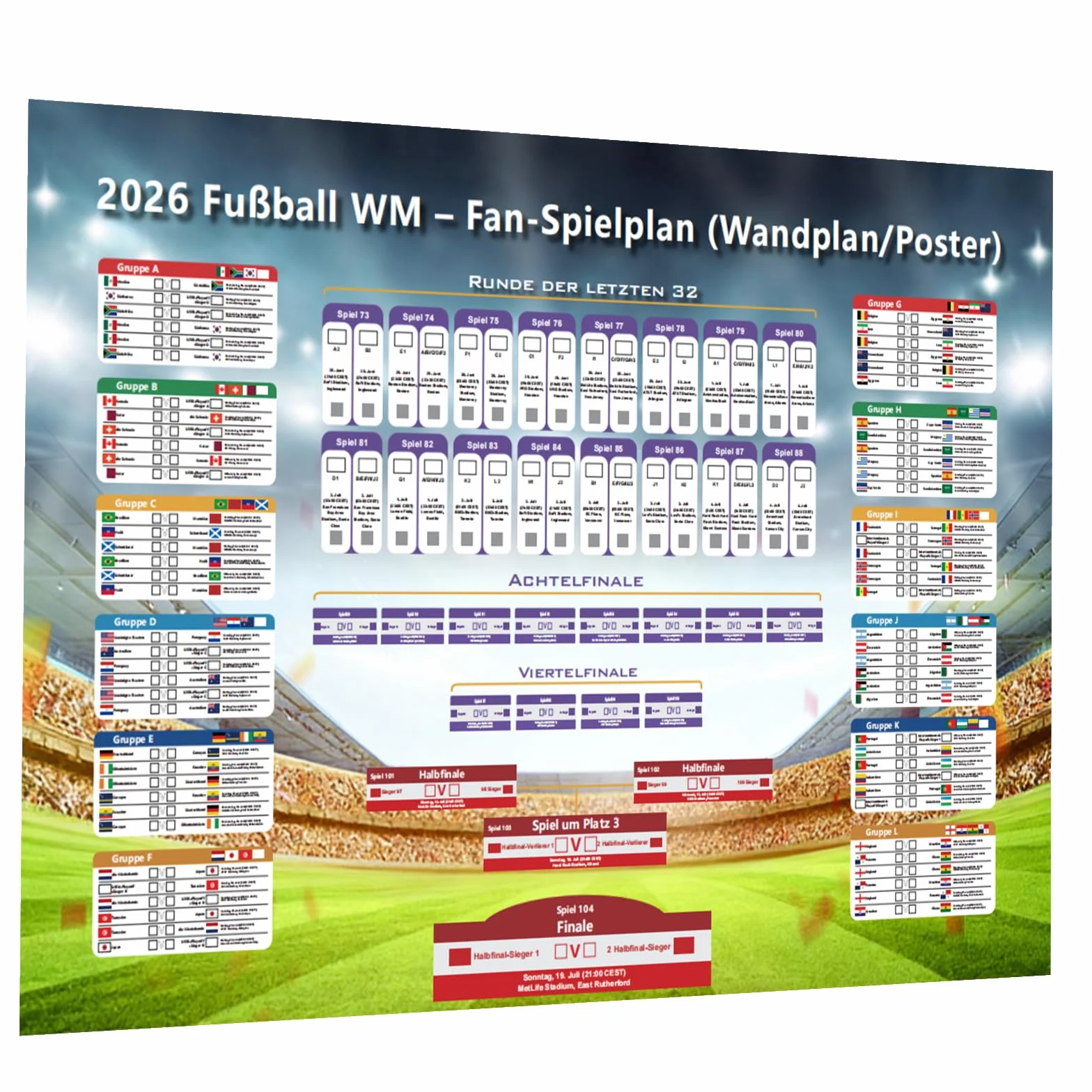 Plakat Mundial 2026 A1 Oficjalny Grafik Meczy Dekoracja Torneo