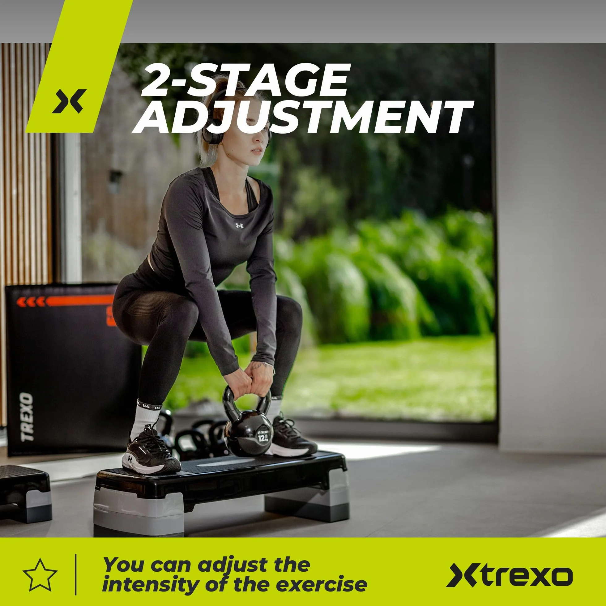 TREXO Aerobic Step 78x30 cm Altezza Regolabile 10-20 cm Polipropilene TPR per Cardio Fitness