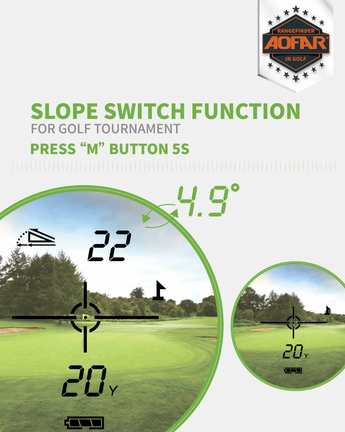 AOFAR GX-2S Telemetro da Golf con Pendenza On/off,con Blocco Bandiera e Vibrazione,600M/660Y White Range Finder,Waterproof, Gift Packaging