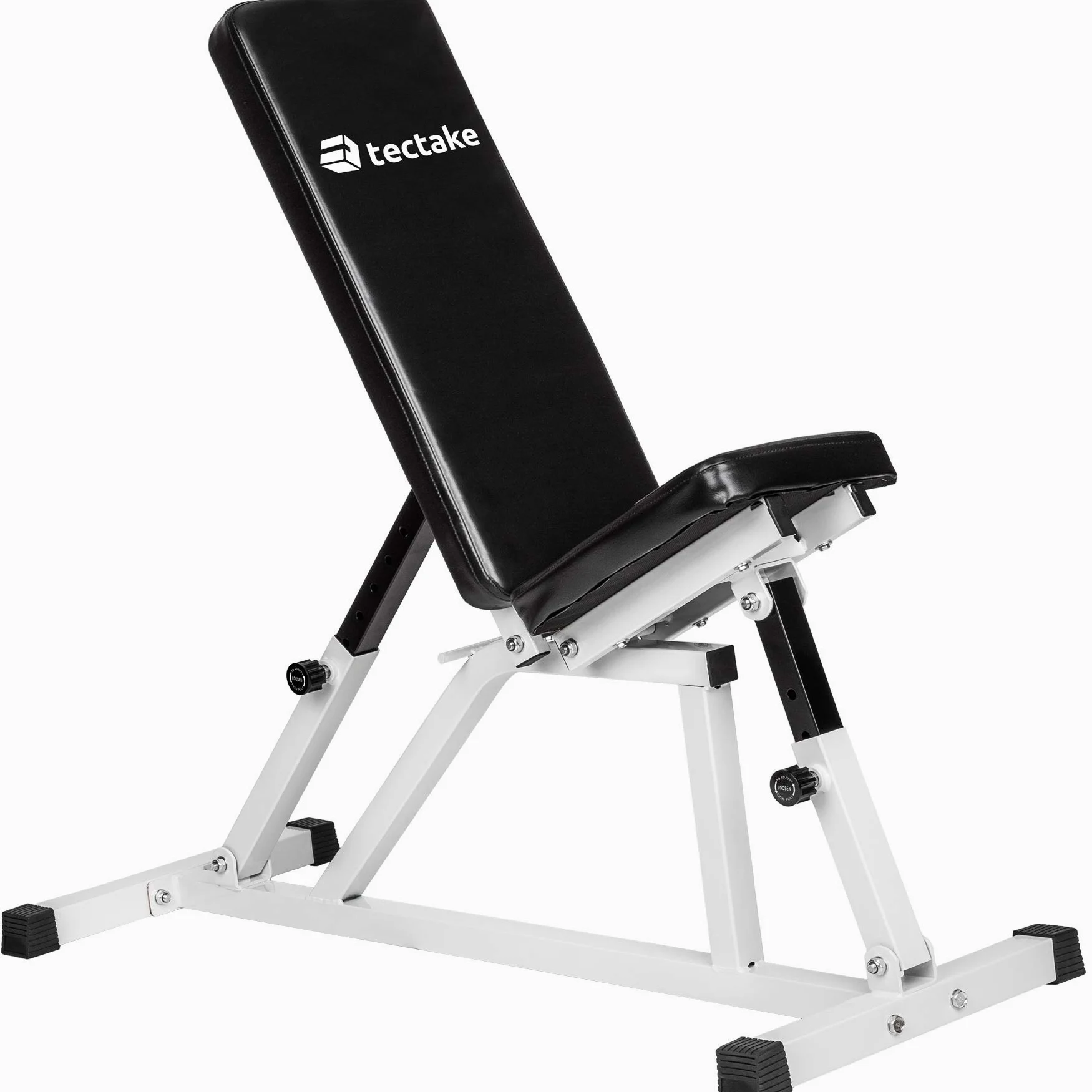 tectake® Panca Palestra Regolabile Multifunzione 120x47x114cm, Panca Inclinata per Pesi Palestra, Attrezzi Home Gym per Addominali, Glutei e altro, Allenamento a Casa, Workout, Fitness - Nero/Bianco