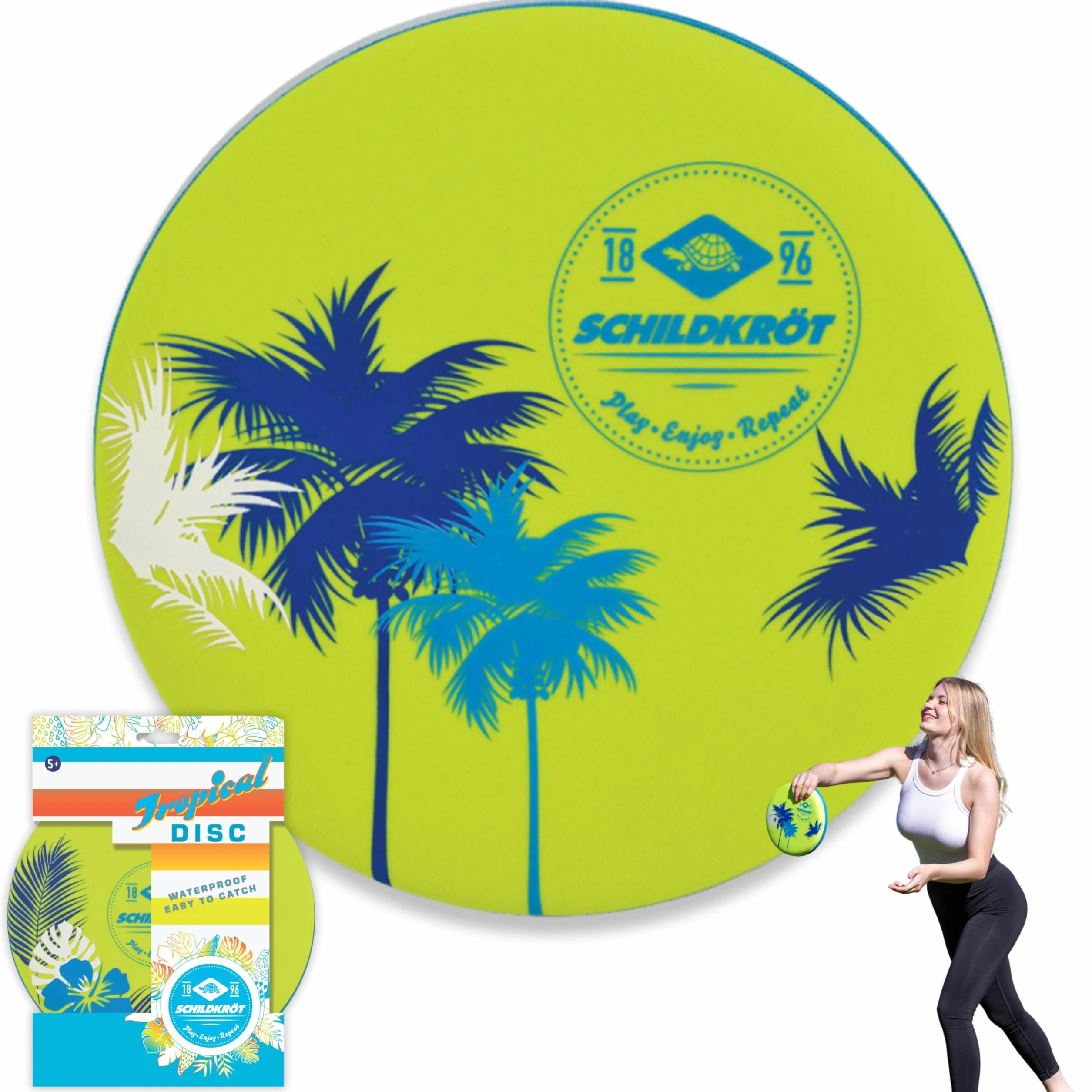 Schildkröt Disco Volante Tropicale Frisbee Ø 23 cm Neoprene Rivestimento Resistente all'Acqua Salata