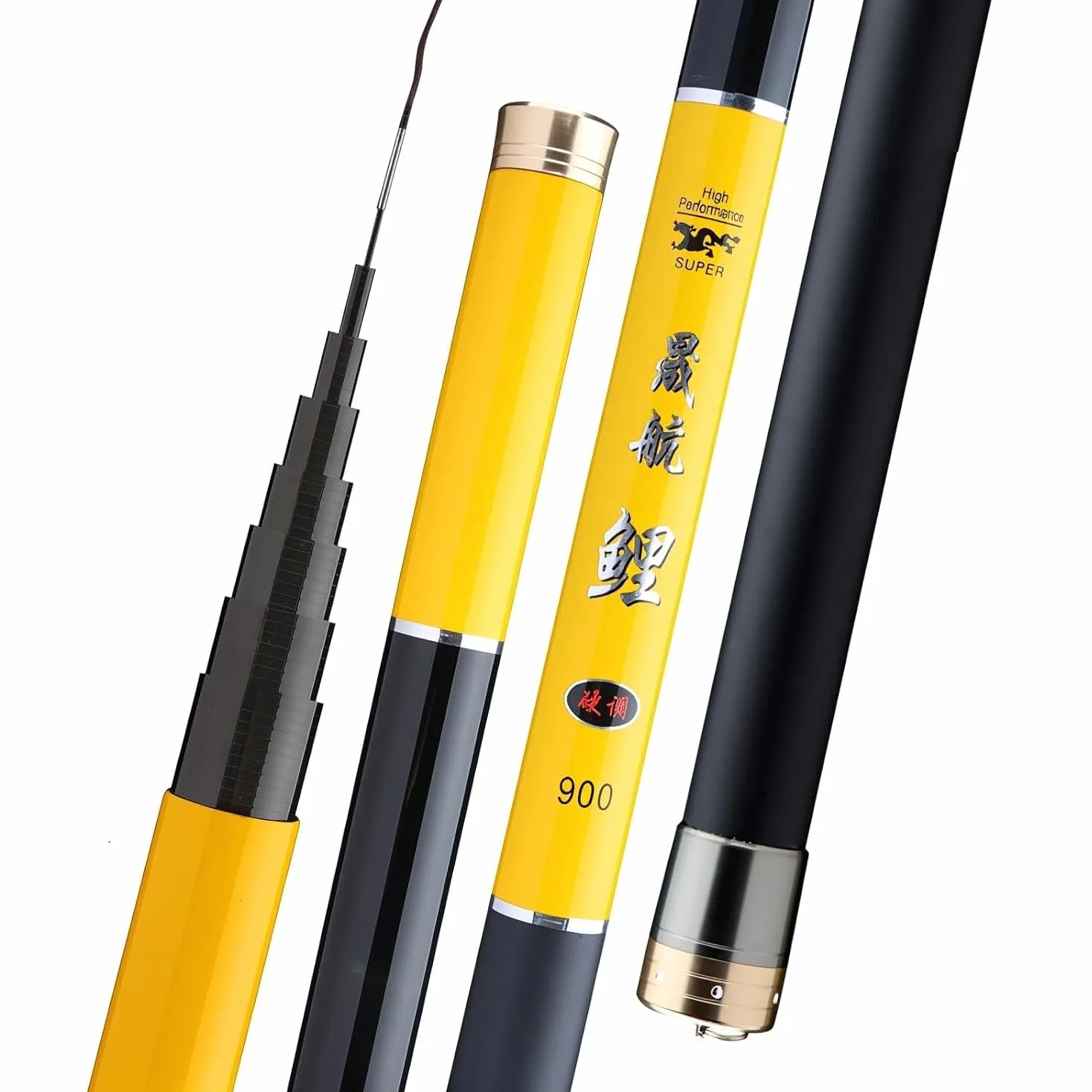 Canna da pesca telescopica in carbonio da 8 m a 16 m – Canna da pesca al pesce d'acqua dolce in stile cinese – Per pesci di grandi dimensioni – Canna da mano ultraleggera e ultra rigida