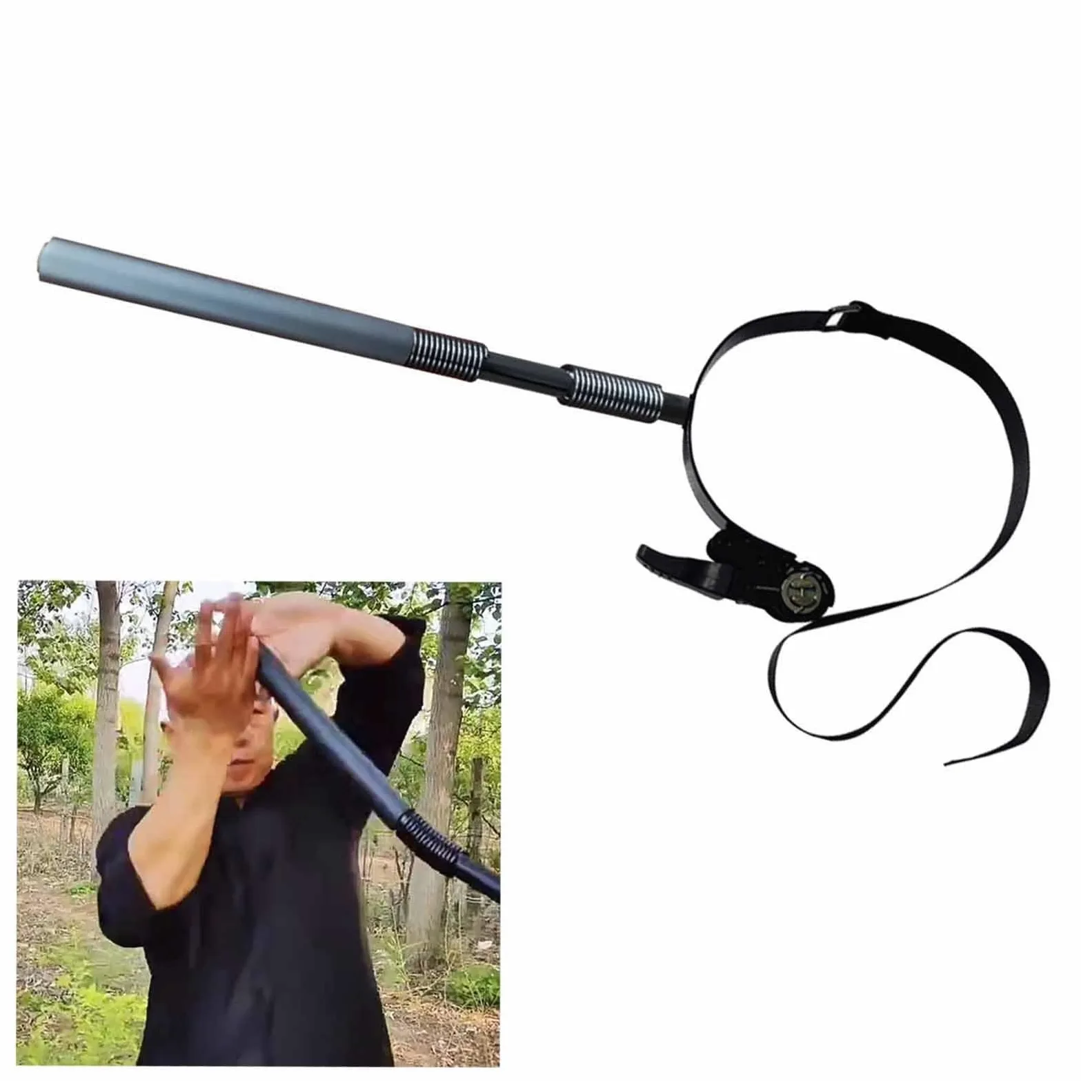 Wing Chun - Manichino da allenamento per arti marziali, con 2 molle, per allenare la forza delle braccia, adatto per pilastri di alberi e allenamento della forza