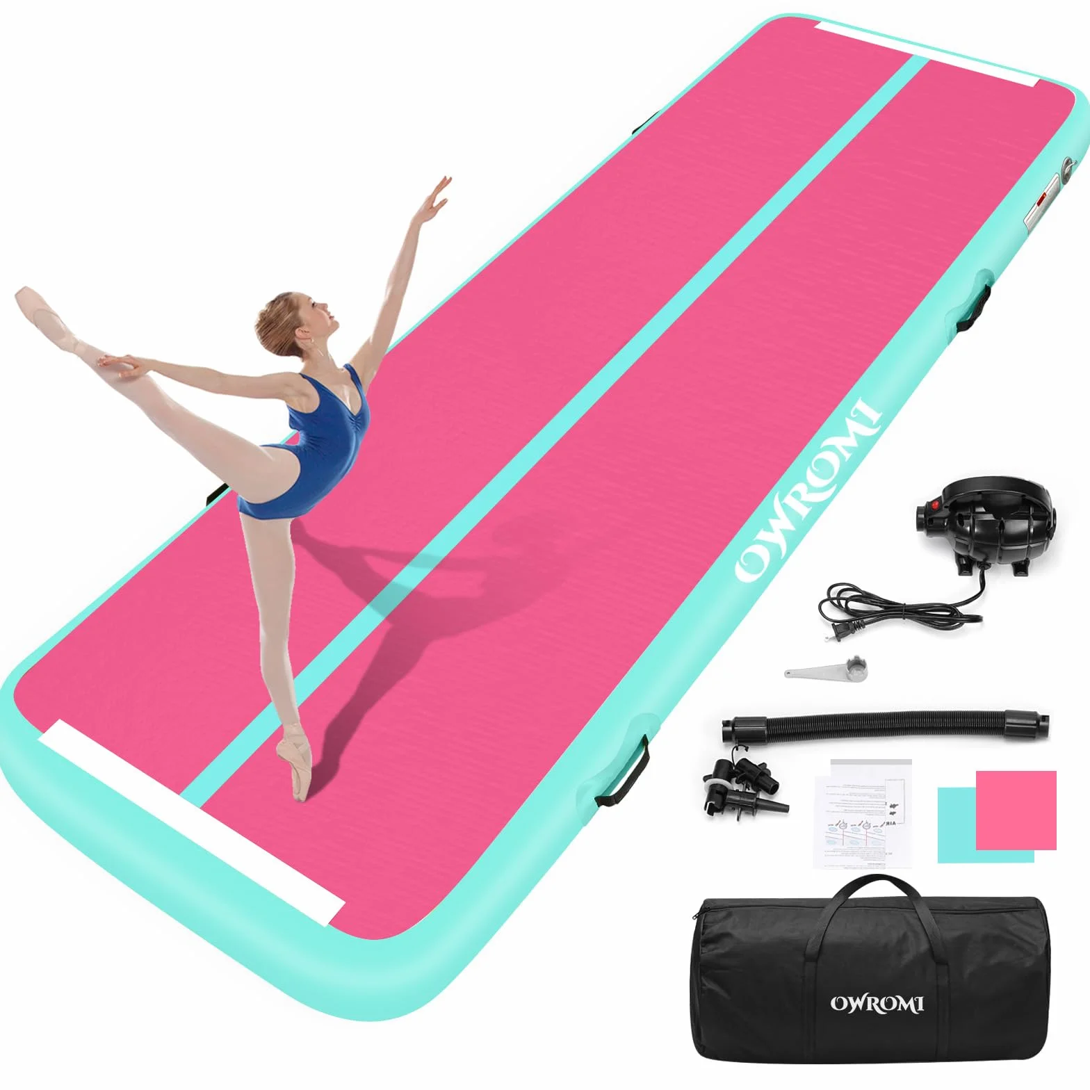 Tumble Track Mats per ginnastica, tappetini per ginnastica ad aria per bambini per Tumbling Ginnastica Gonfiabile spessa Tappetino da allenamento con pompa elettrica per casa/palestra