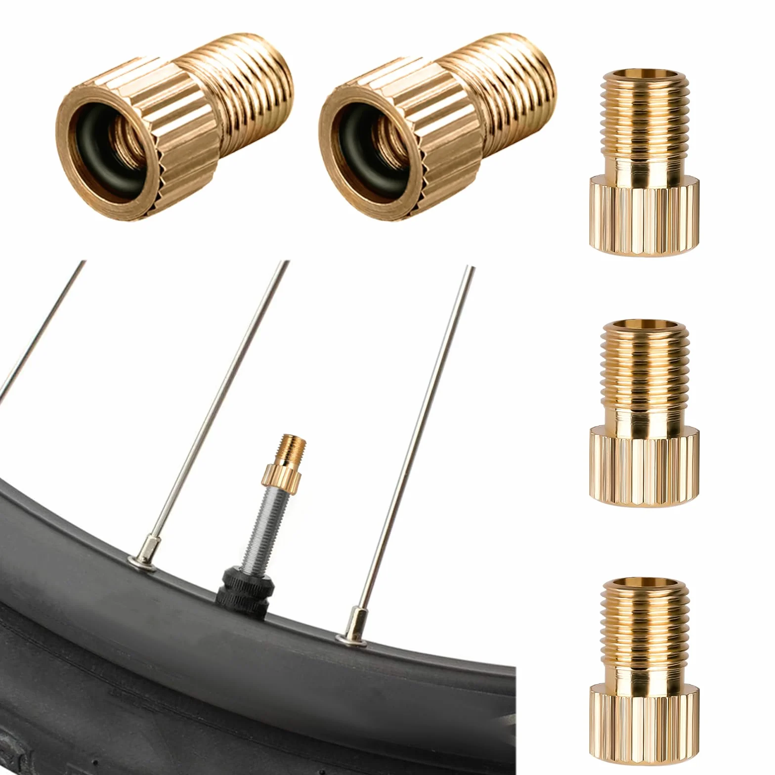 Sliverdew 5 pezzi adattatore valvola Presta a Schrader in ottone per bici