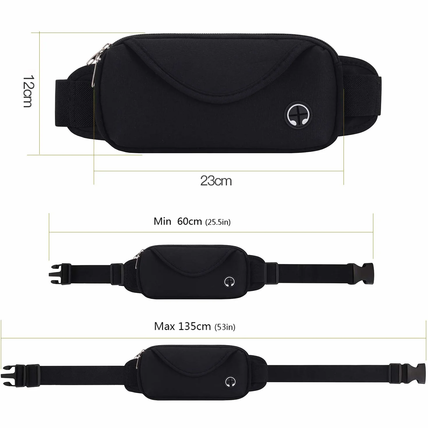 Marsupio Sportivo Impermeabile Running con Tasca Cintura da Corsa per Portafoglio Chiavi iPhone X 7 6 Plus Samsung Huawei Smartphone