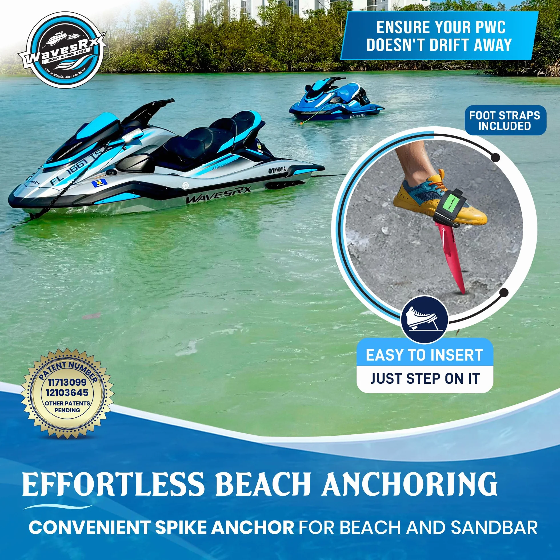 WAVESRX Ancora da Spiaggia in Alluminio Ultraleggera per Barche, Pontoni, Moto d'Acqua