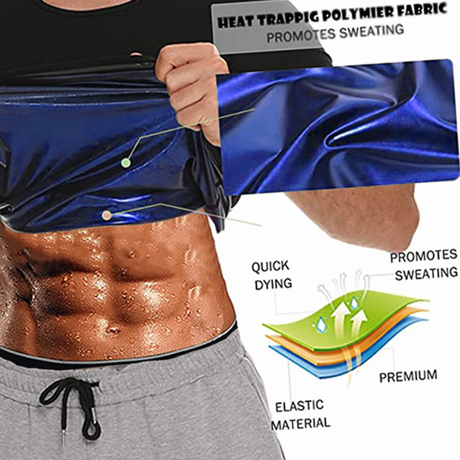 Canotta Dimagrante Uomo Maglia Sauna Sudare Snellente Polimero Sportivo Gilet Modellante Fitness Manica Corta T Shirt Palestra Body Shaper