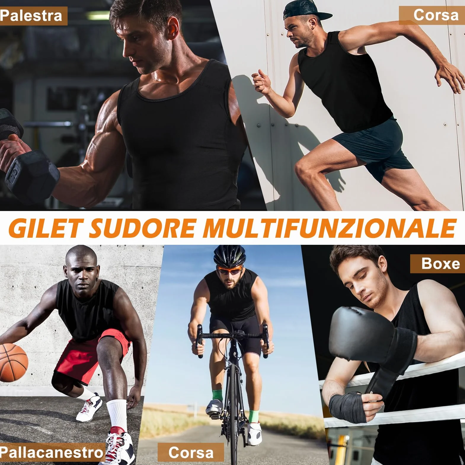Kiiwah Canottiera Dimagrante da Sauna Uomo, Gilet Sauna Riscaldamento, Camicia Traspirante per Perdita di Peso Fitness