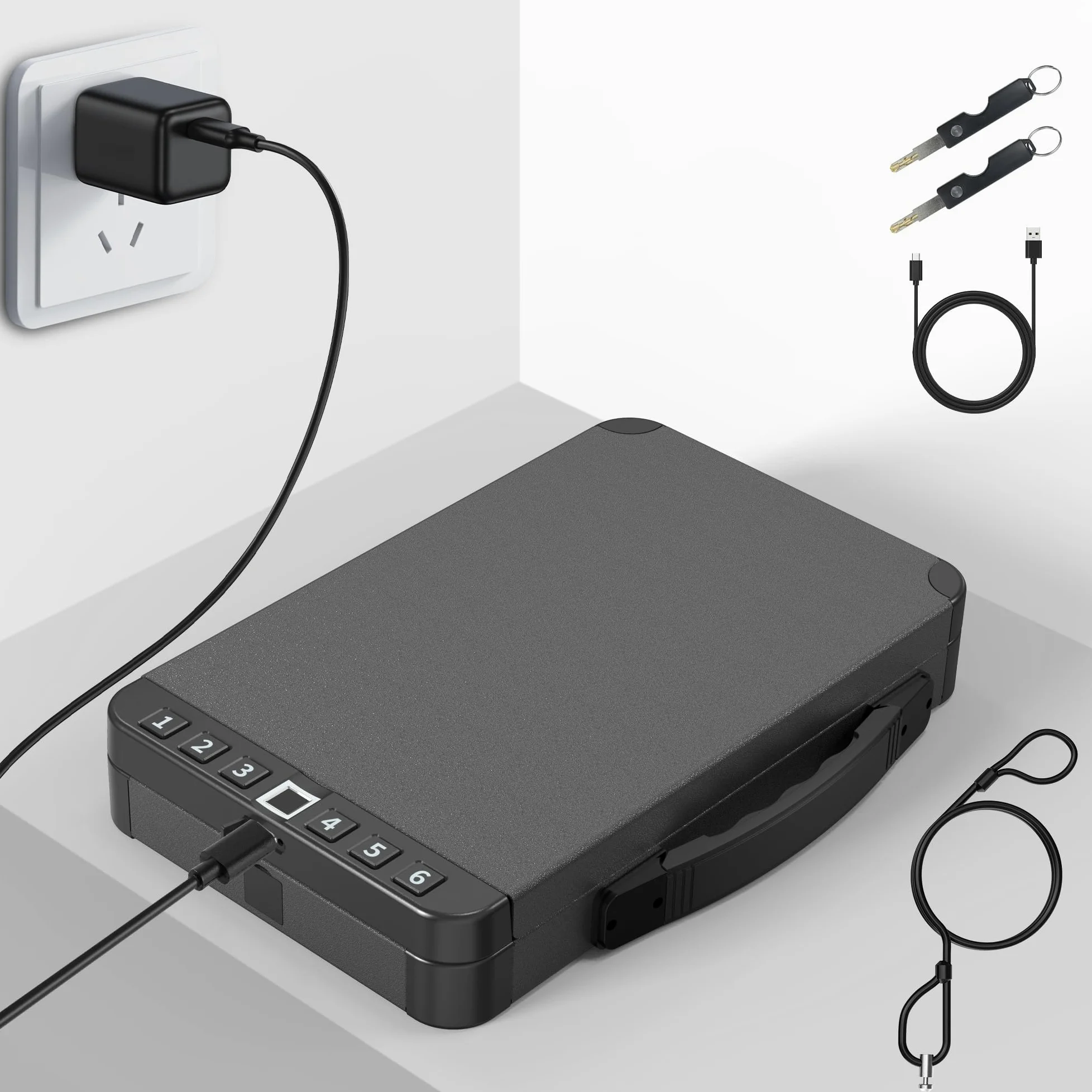 Cassaforte per pistola con accesso biometrico rapido, adatta per la maggior parte delle pistole per proprietari di casa e appassionati di viaggi, cassetta di sicurezza intelligente con serratura a