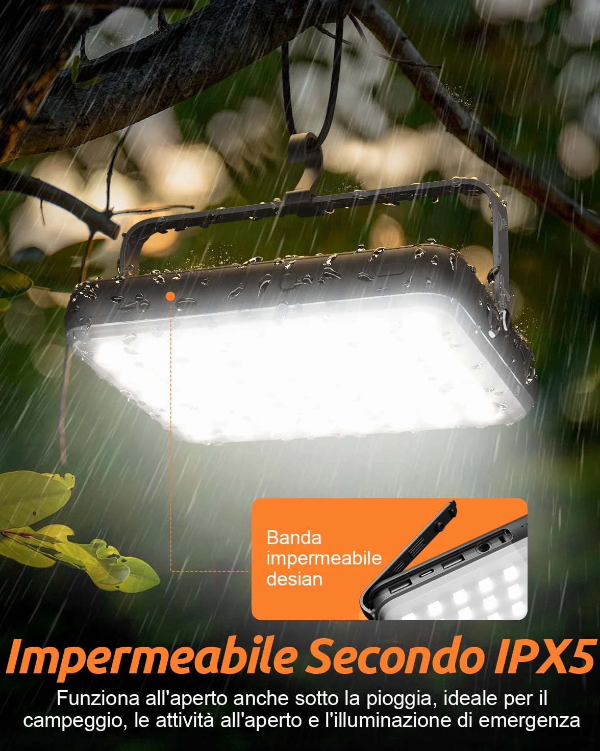 Eventek LED Lampada Campeggio 4000LM, 20000mAh Portatile Power Bank Fino 144 Ore, 4 Modalità di Luce IPX5 Impermeabile Lampada Campeggio Ricaricabile per Tenda, Emergenza