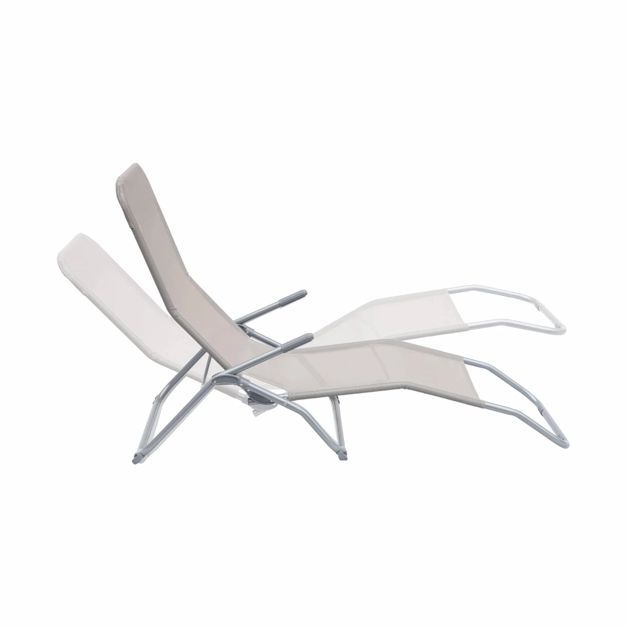 Set 2 sdraio in textilene multiposizione Grigio bruno - 60x165x70 cm