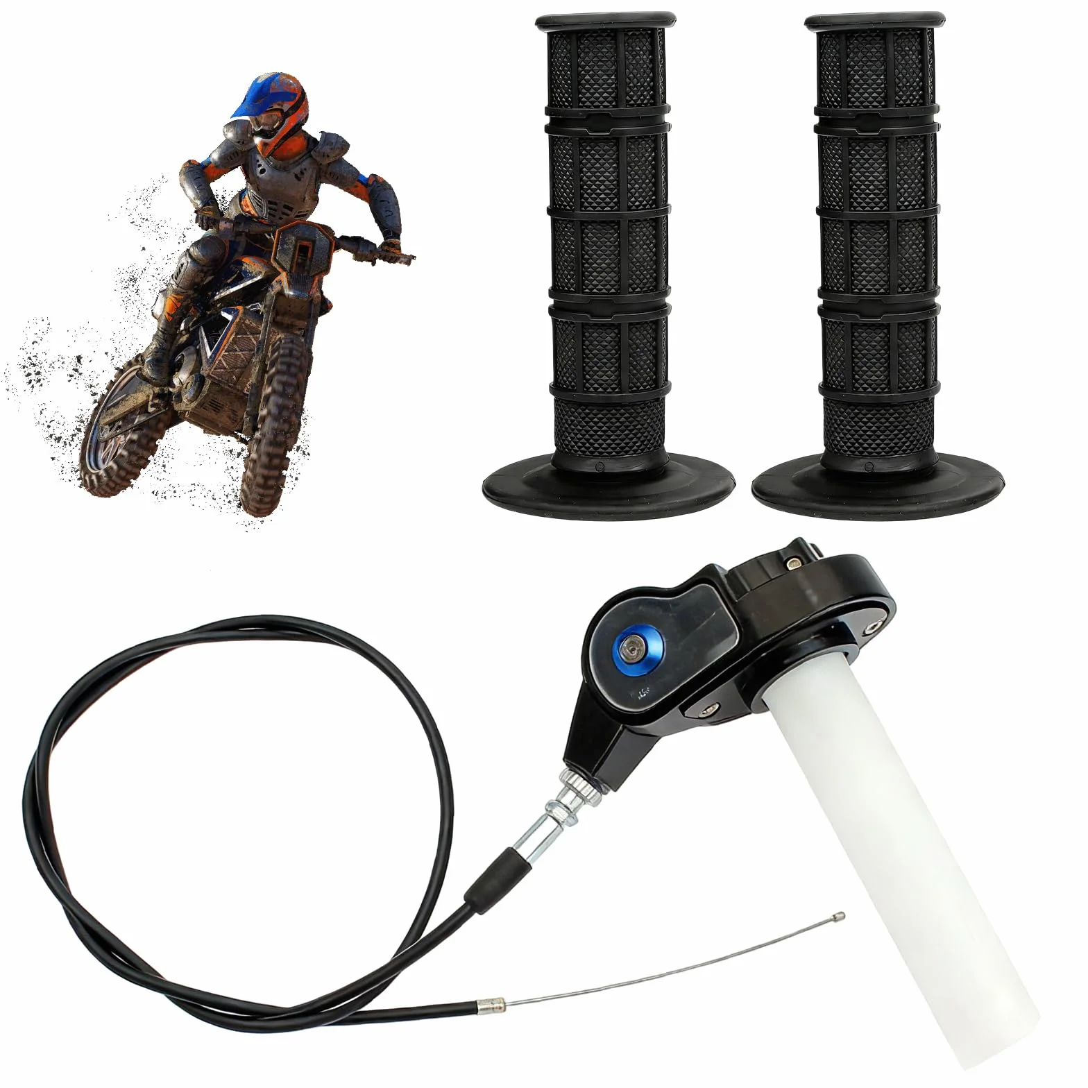 Manopole Dell'acceleratore: Impugnatura per Gas Rapido, Manopole Del Manubrio, Con Cavo Dell'acceleratore, Compatibile Con Moto Da Cross, Pitbike, Quad E Atv 50cc-250cc (Nero)