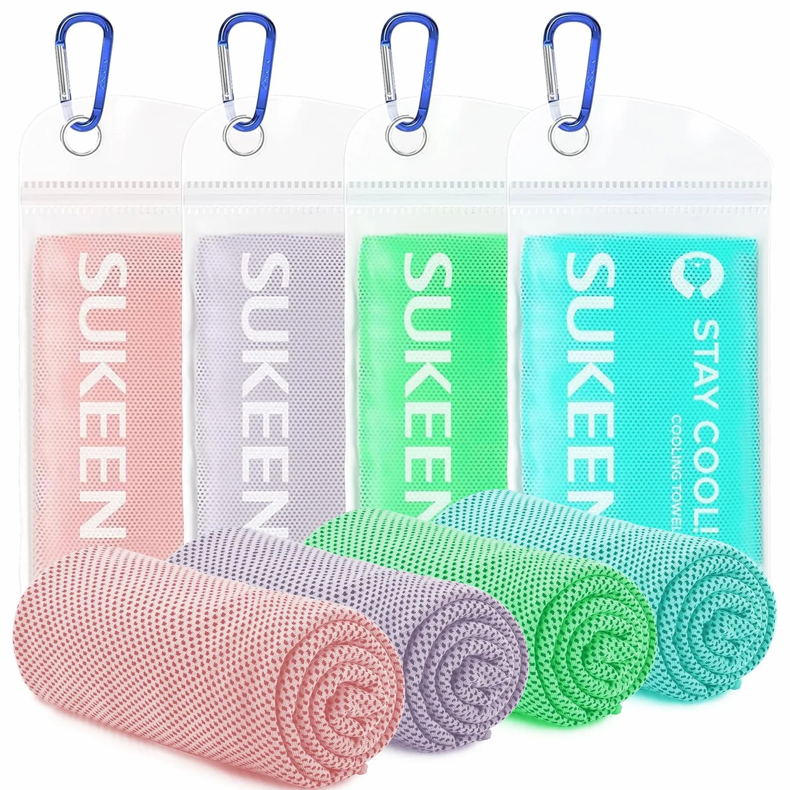Sukeen Asciugamani Rinfrescanti 4 Pezzi 101x30,5 cm per Collo Sollievo Istantaneo Morbidi Traspiranti Yoga Golf