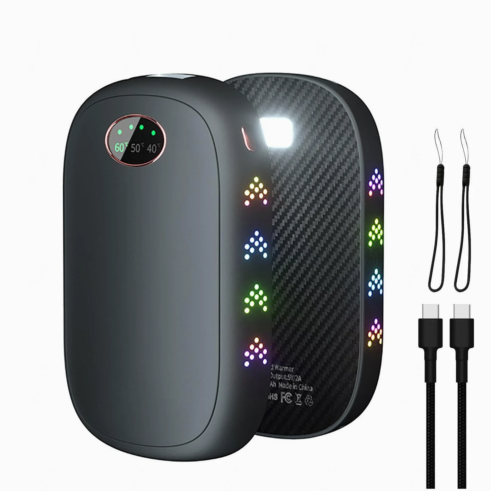 2 Confezioni di scaldamani riutilizzabili 10000 mAh, scaldamani Elettrico USB-C/10 Ore di Calore 3 Livelli di Calore Fino a 140 ℉ Regali Caldi all'aperto per Uomini Donne Bambini