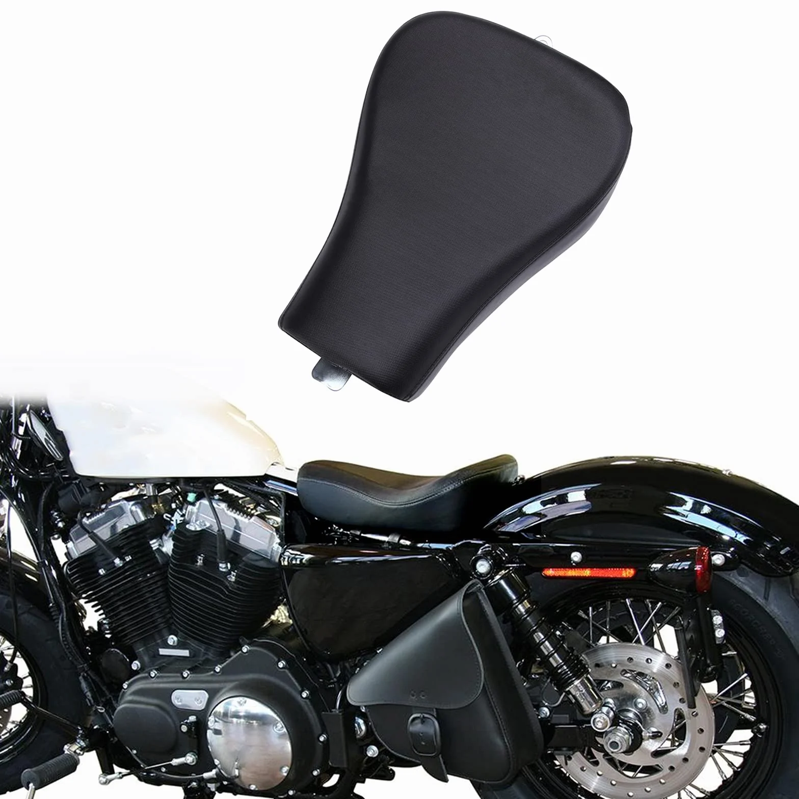 Sella Monoposto Moto Sedile del Conducente Anteriore per Sportster XL883 XL1200 48 72 2010-2015 Cafe Racer, nero.