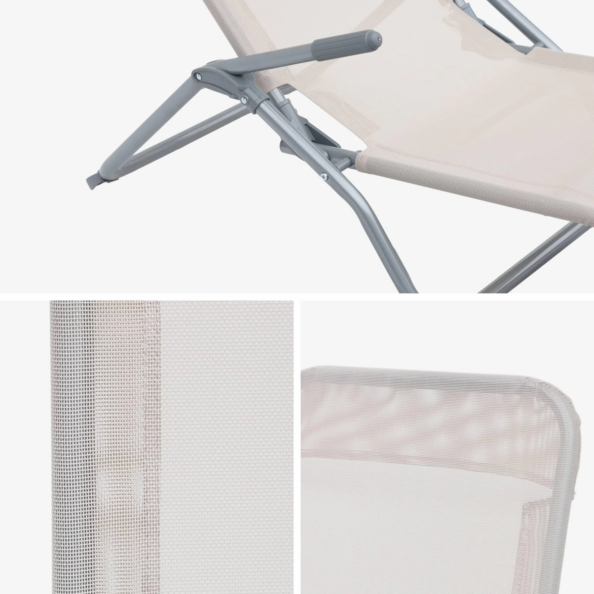 Set 2 sdraio in textilene multiposizione Talpa - 70x165x60 cm
