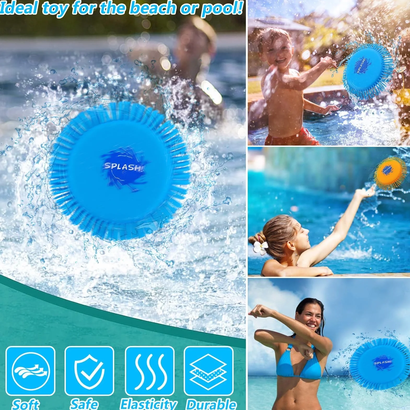 Frisbee ad Acqua, Disco da Lancio in Schiuma e Silicone, Giocattolo Pesci Piscina, Gioco Acquatico, Divertimento Estivo
