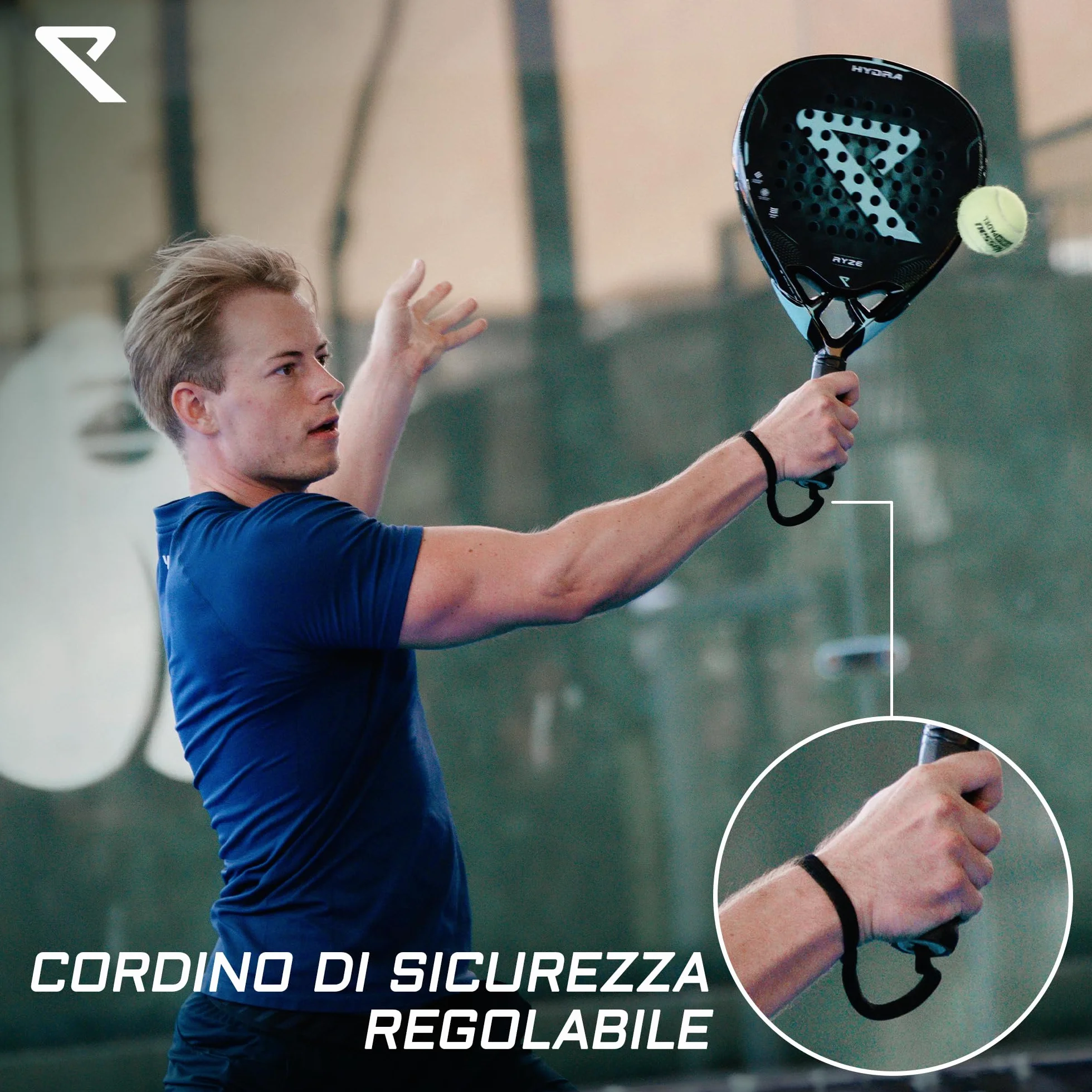 RYZE HYDRA Racchetta da Padel 100% Fibra di Carbonio 365g EVA-18 Flex Custodia Inclusa