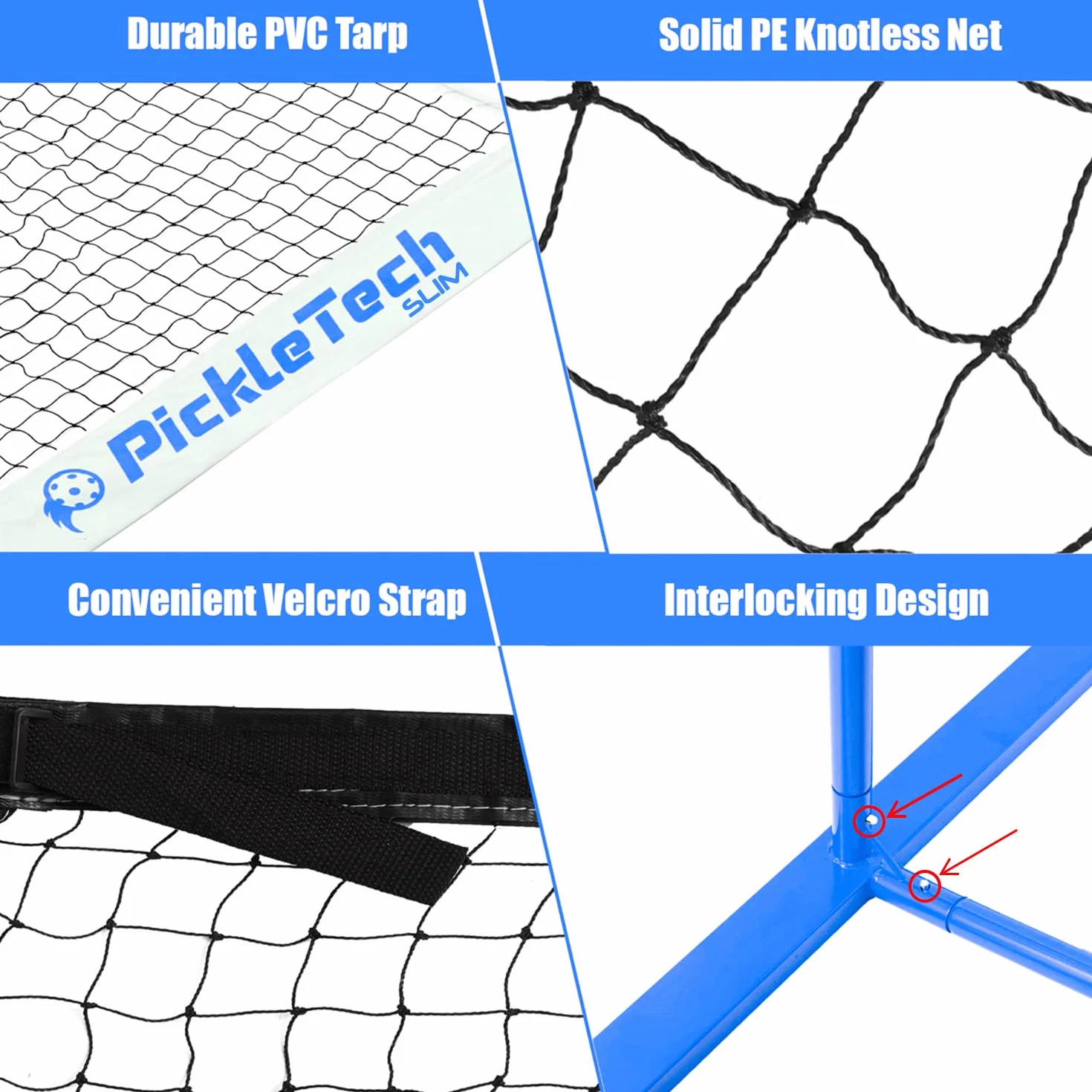 PICKLETECH Rete da Pickleball portatile Slim 4.0 6,7 m da torneo con borsa da trasporto