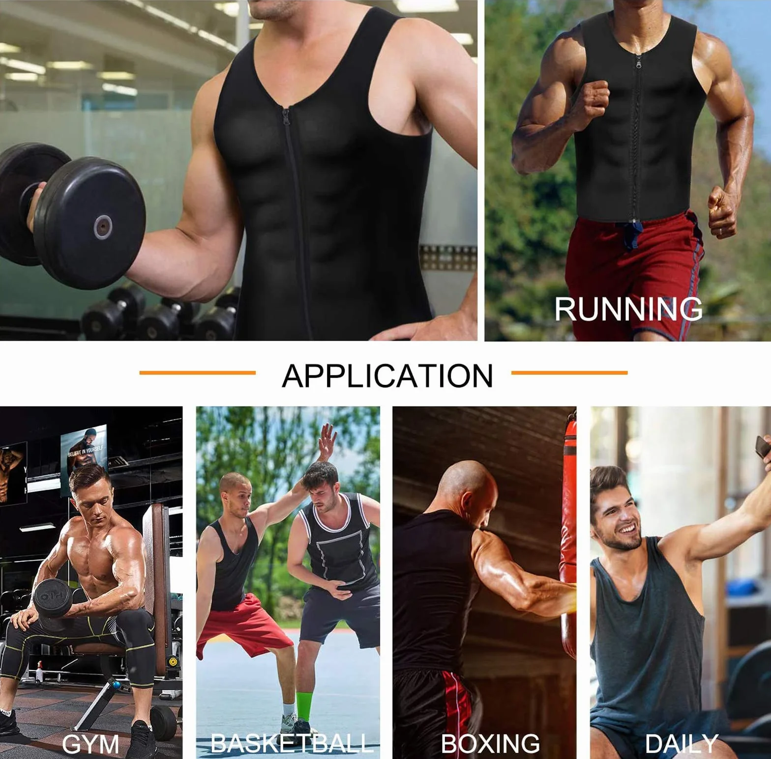 Canottiera Dimagrante Uomo Fascia Addominale Neoprene Perdita di Peso Gilet Sauna Allenamento Fitness Body Shaper