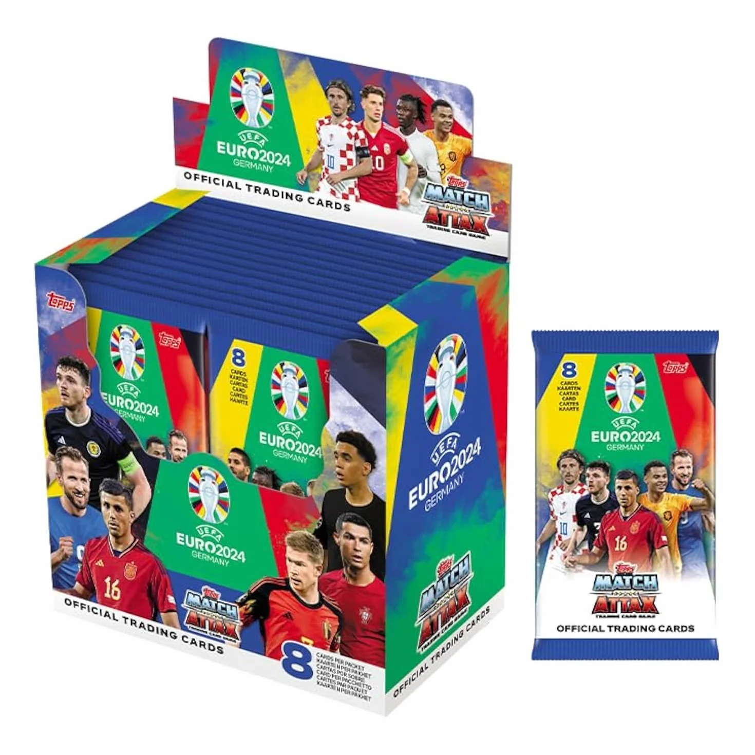 Topps Official Euro 2024 Match Attax Full Box 36 pacchetti 288 carte Rarissima Cristiano Ronaldo Career Celebration