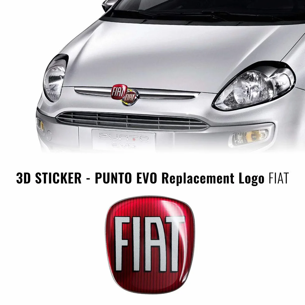 Fiat 32017 Adesivo 3D Ricambio Logo Anteriore Posteriore per Punto Evo