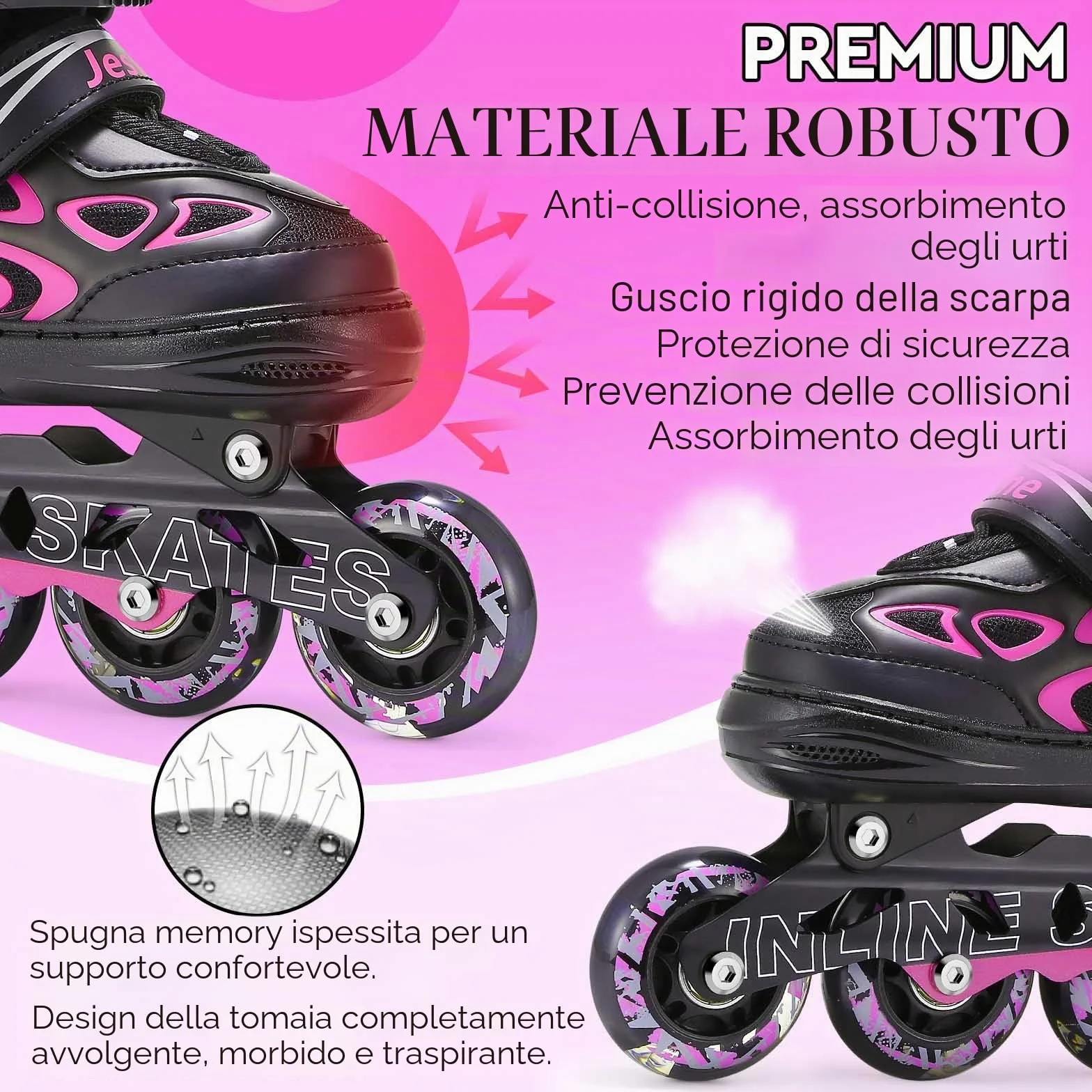 Pattini in Linea Bambina, pattini a rotelle regolabili per bambini ragazzi ragazze con ruote di illuminazione, pattini regolabili per principianti bambini