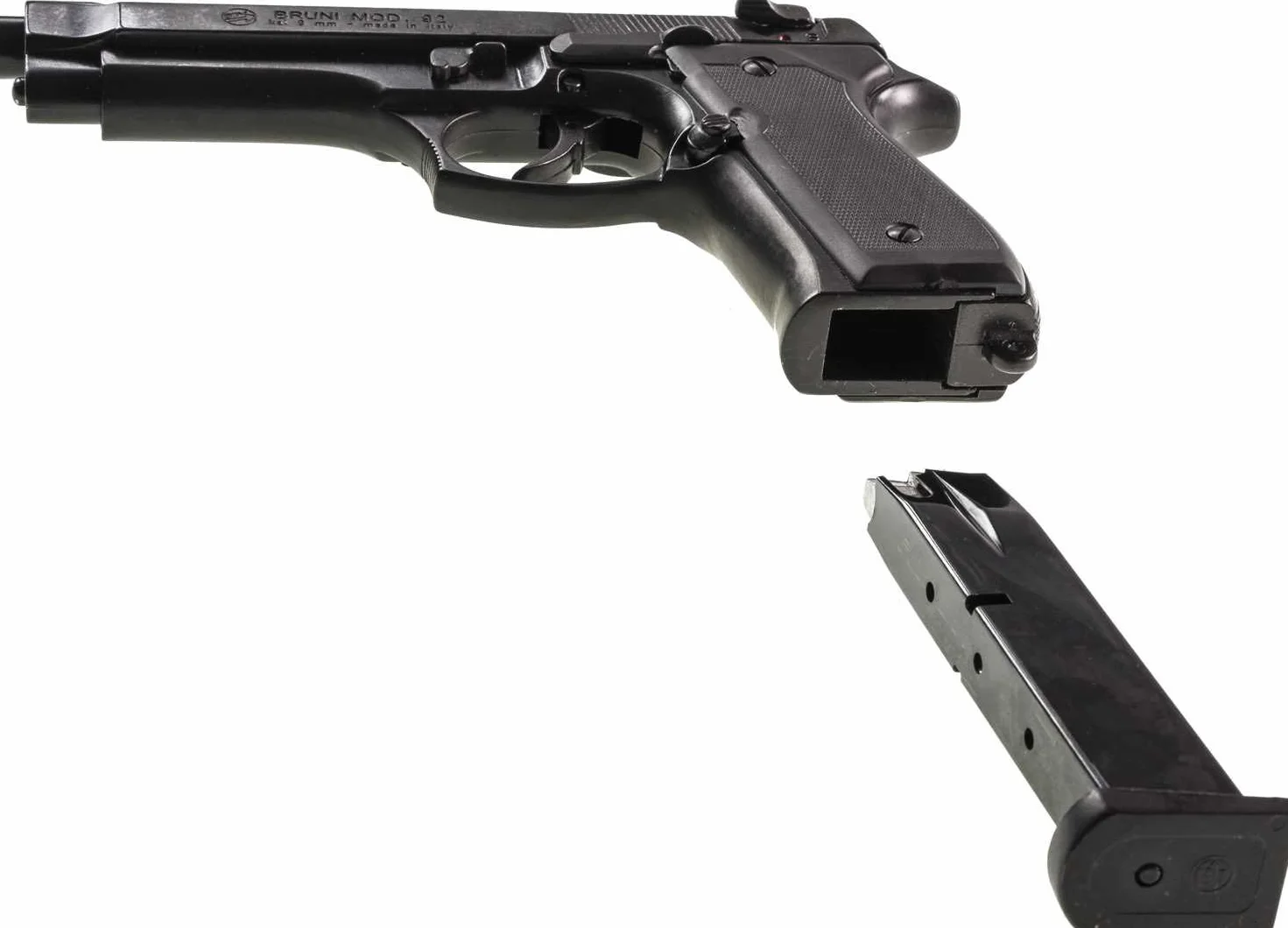 Pistola a salve Bruni Full Metal Beretta 92 PAK scarrellante + Valigetta + 50 munizioni