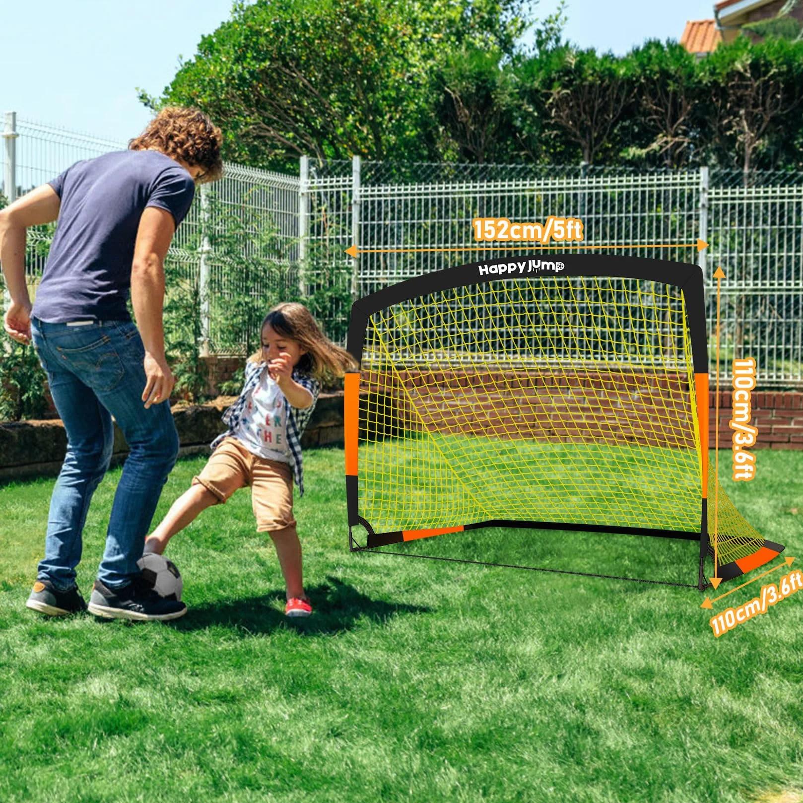 Happy Jump Rete da Calcio Pieghevole 213x152 CM con Pallone, Bersaglio, Pompa e Coni