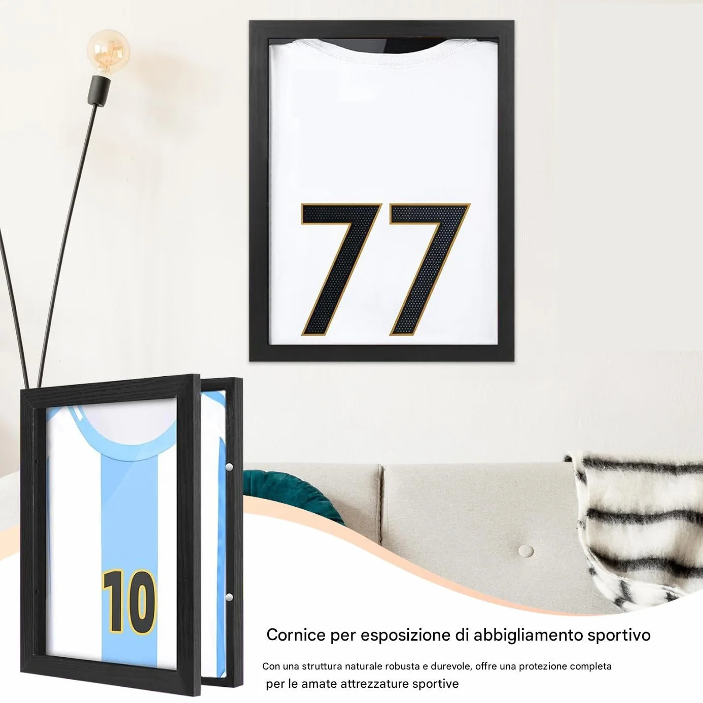 Cornice Espositiva Per Magliette Sportive, Vetrina Trasparente Da Parete, Uniformi Basket Calcio Baseball