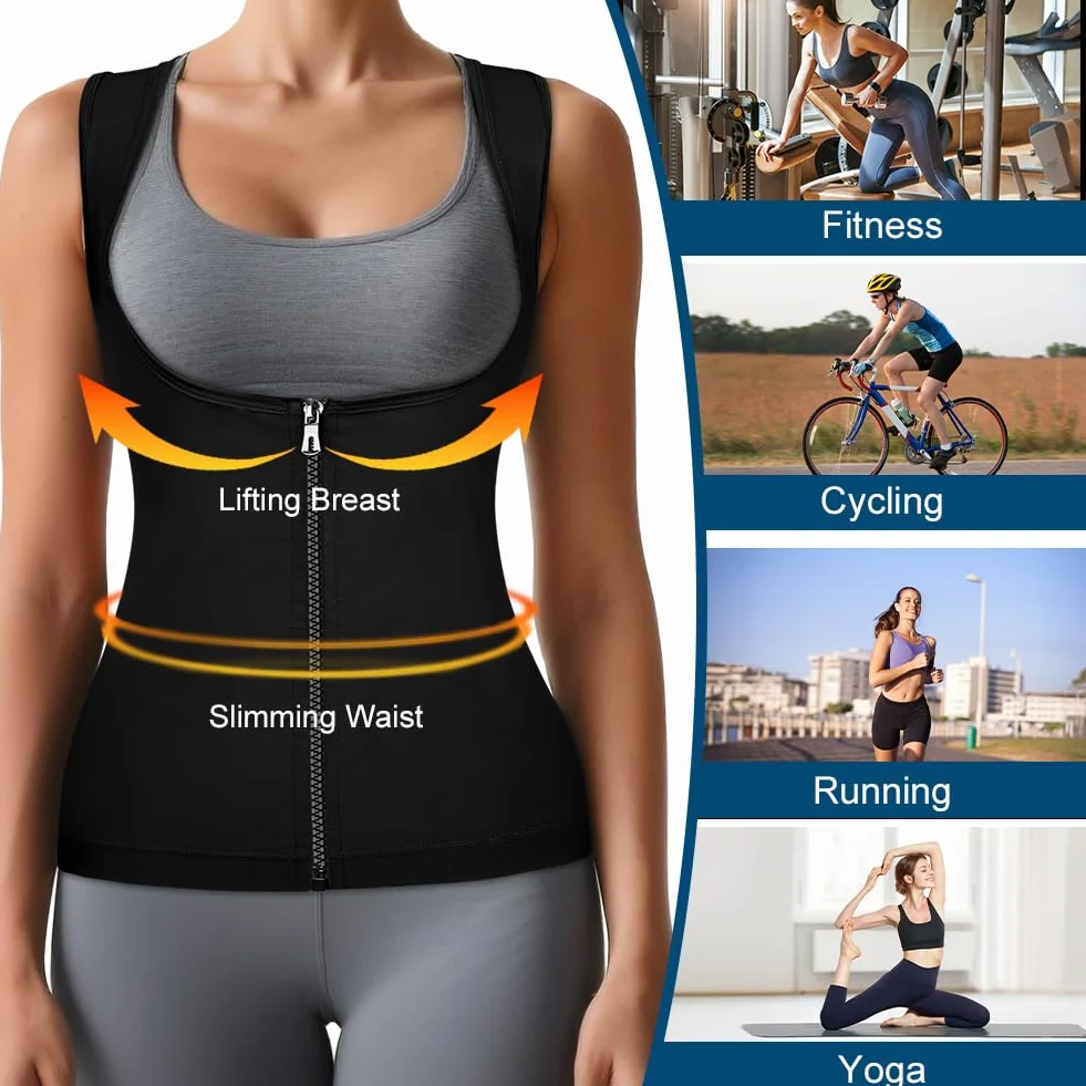 DiULi Canotta Dimagrante Donna, Maglietta Sauna Compressione Fitness Manica Corta T Shirt Palestra Body Shaper