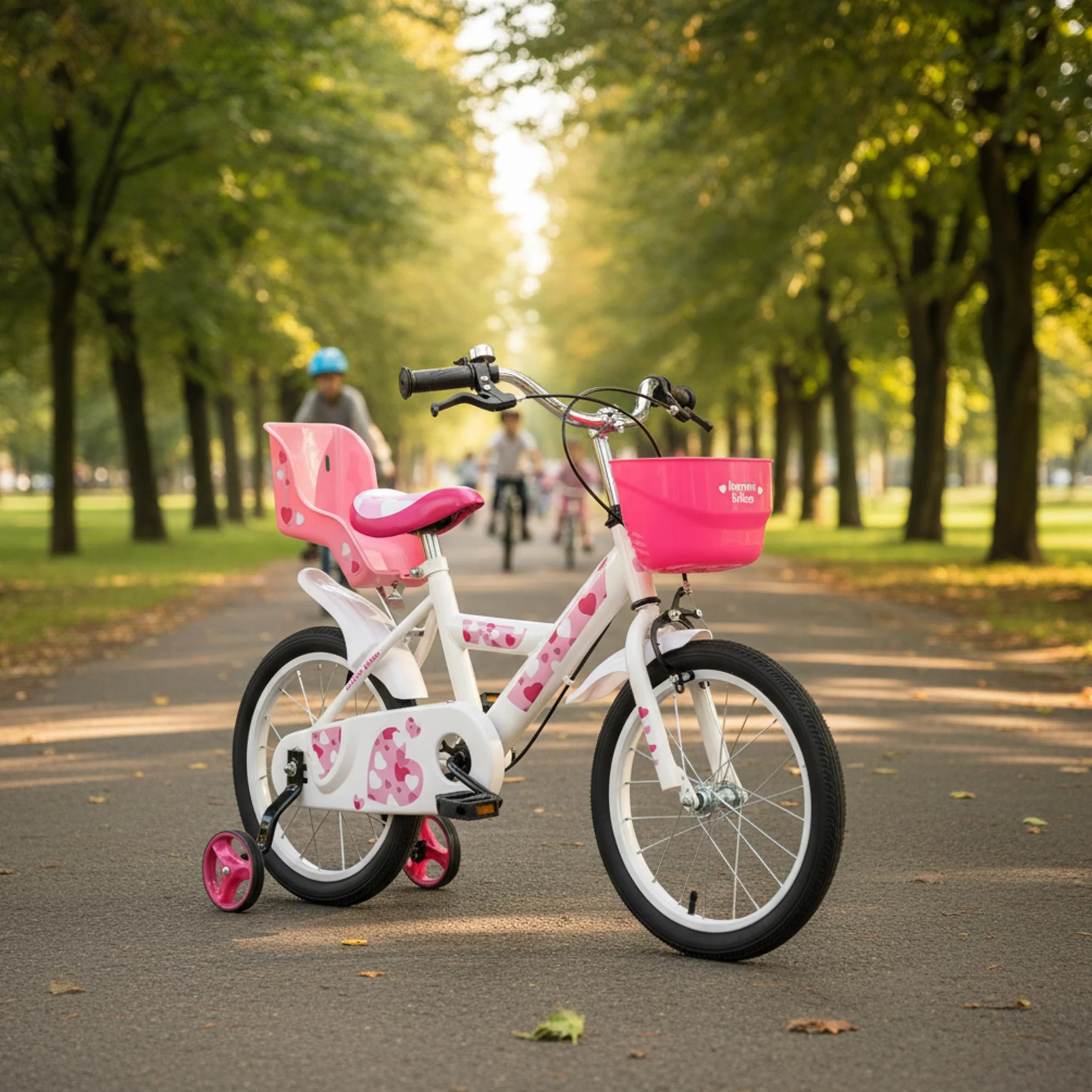 Baroni Toys Bicicletta Bambina Rosa Cuori 12" 14" 16" con Cestino e Rotelle