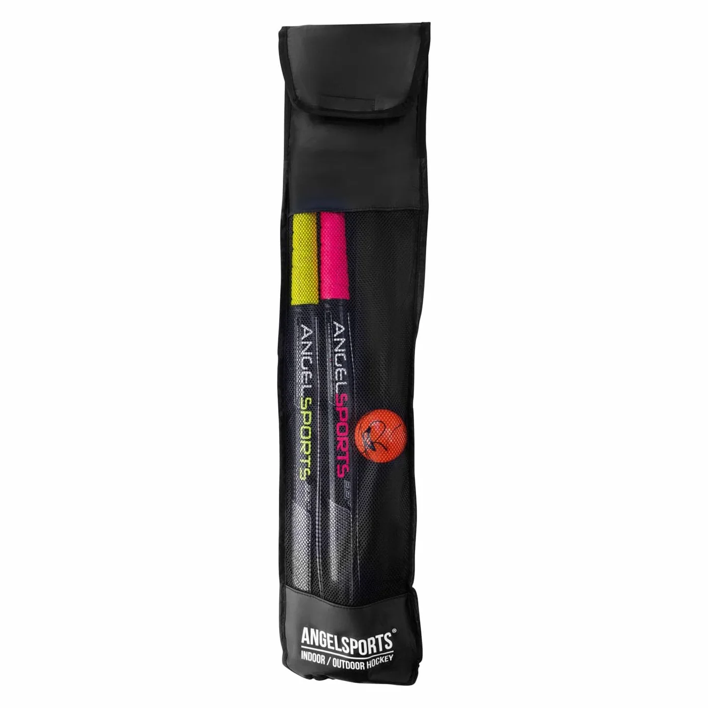 AK Sport Hockey Ball Set 2 Bastoni + Palla, Giallo, 84 cm