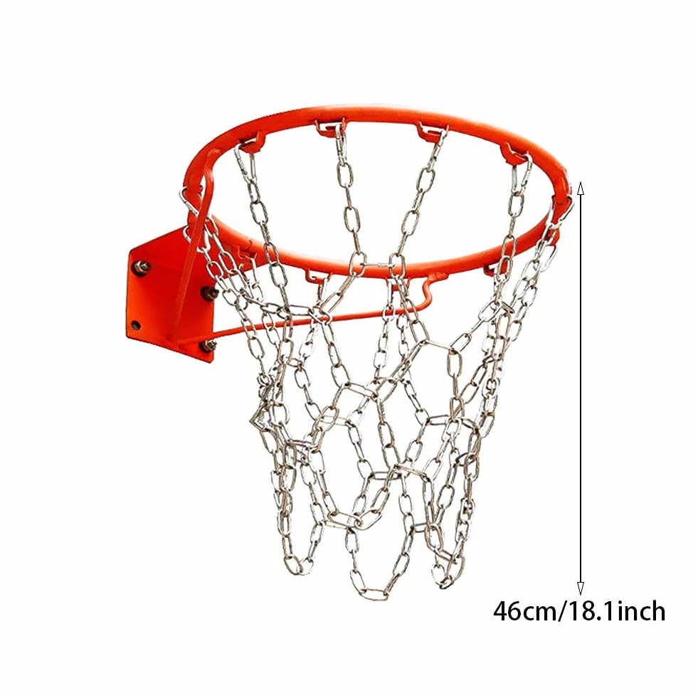 Rete da basket in acciaio inox, 12 ganci anti-caduta, catena di ricambio per esterni e interni