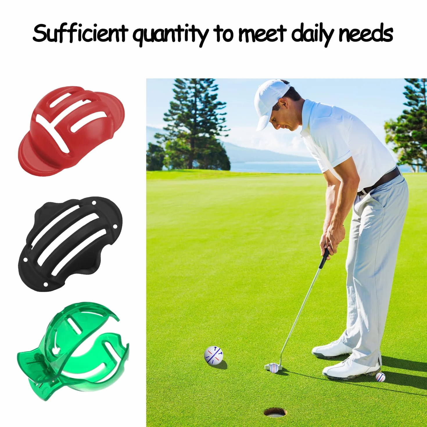 Set di allineamento per pallina da golf - Confezione da 3 inserti, 2 penne, pennarelli