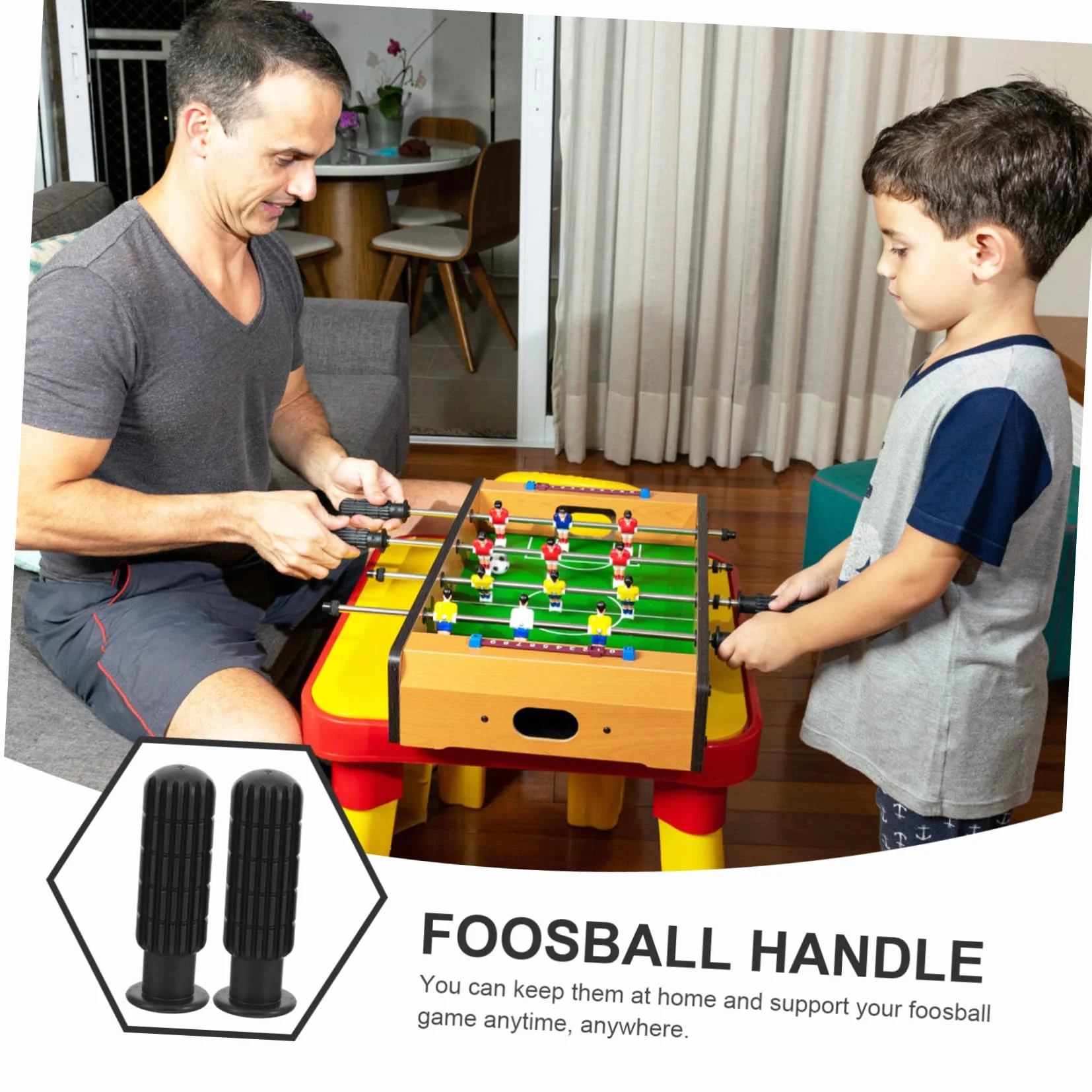 Yardwe 4 Maniglie per Calcio Balilla in Pvc Nero Ergonomiche Antiscivolo per Tavoli da Calcio 0,7m