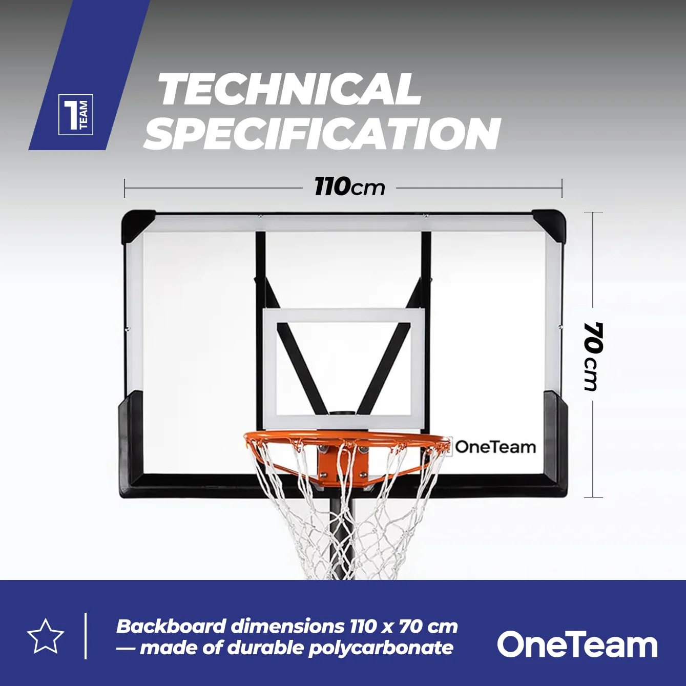 OneTeam Pallacanestro BH04 nero regolabile autoportante 140 l