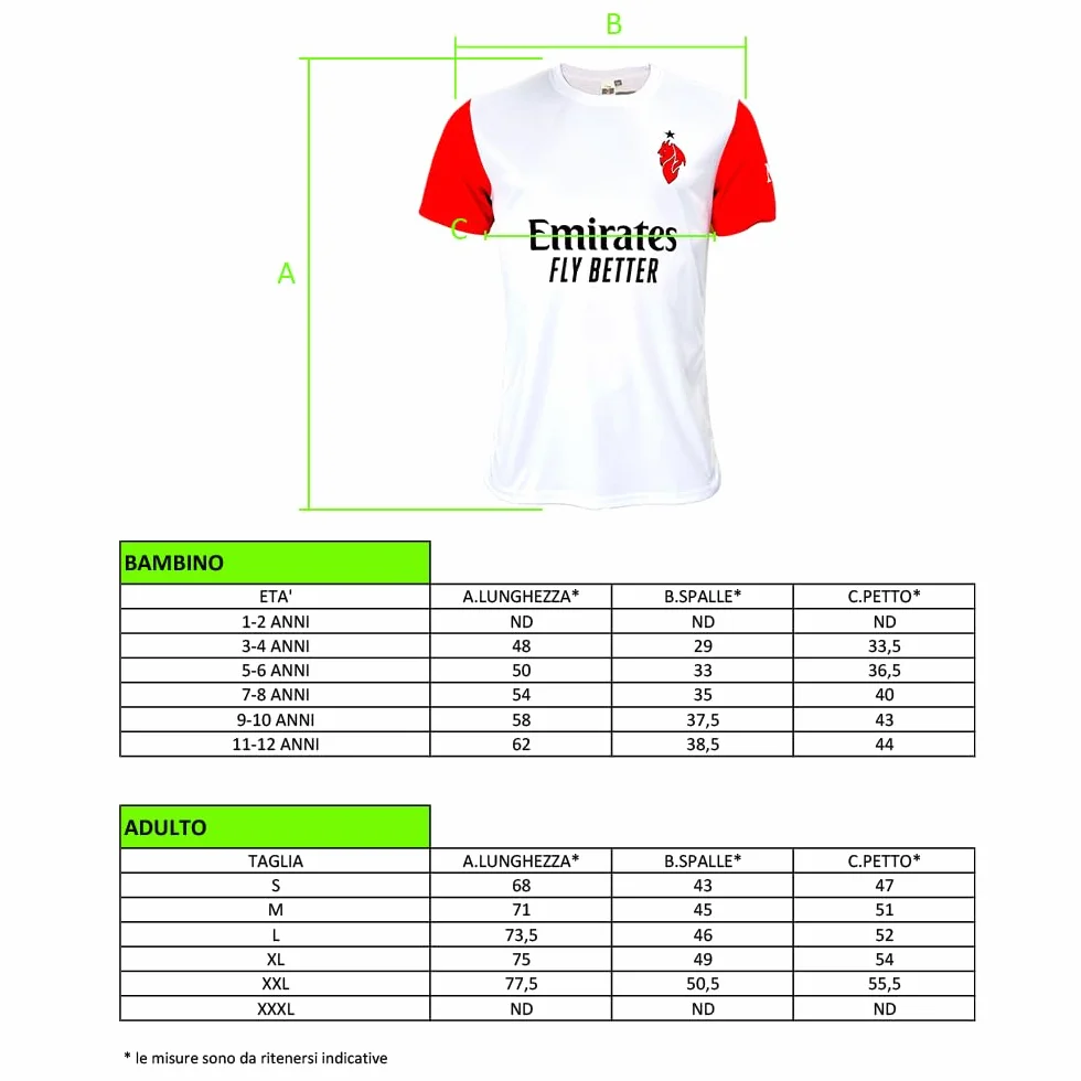 AC Milan Maglia Replica Personalizzabile 100% Poliestere Taglie 4Y-XXL