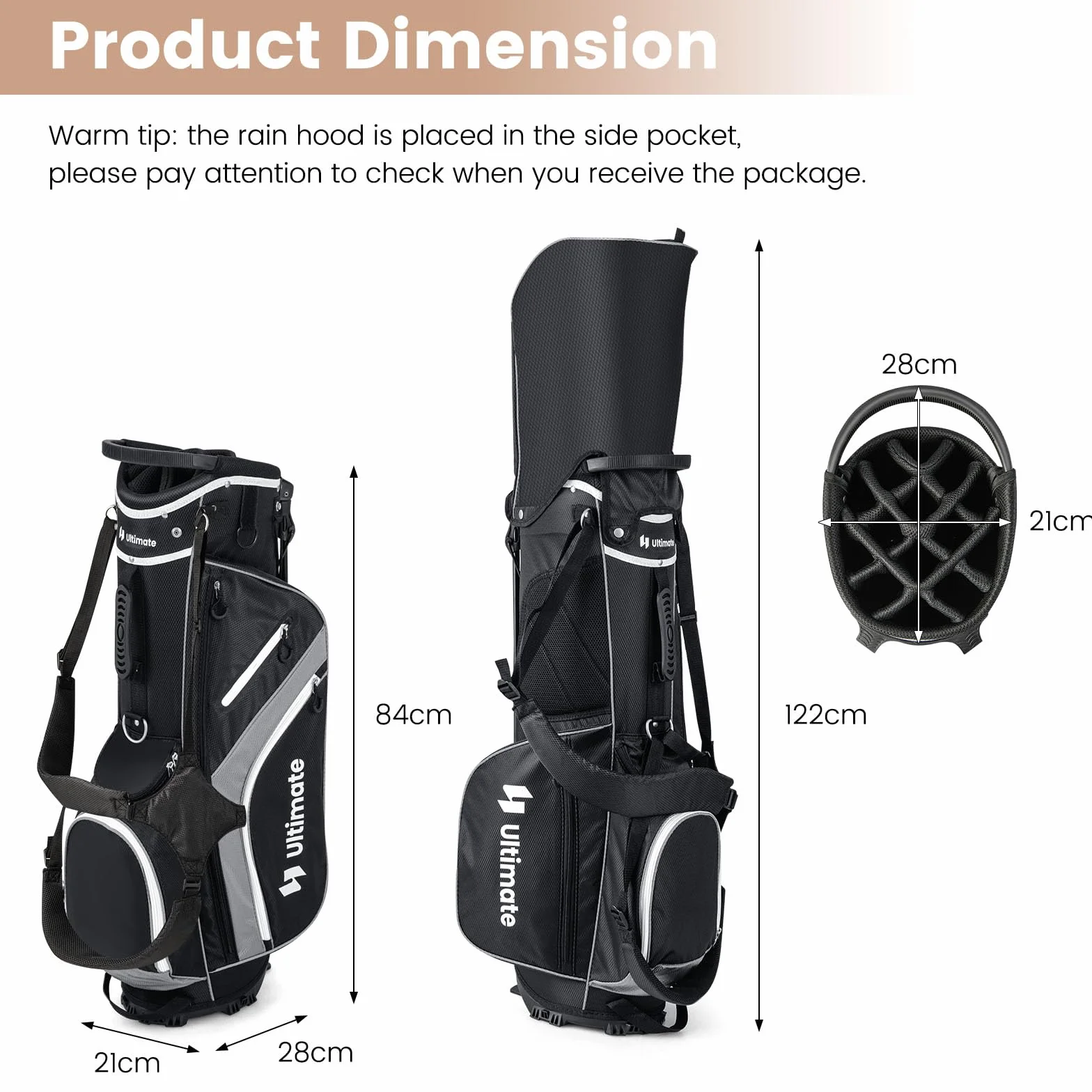 LIFEZEAL Borsa da golf 14 scomparti leggera con doppie bretelle 6 tasche antipioggia
