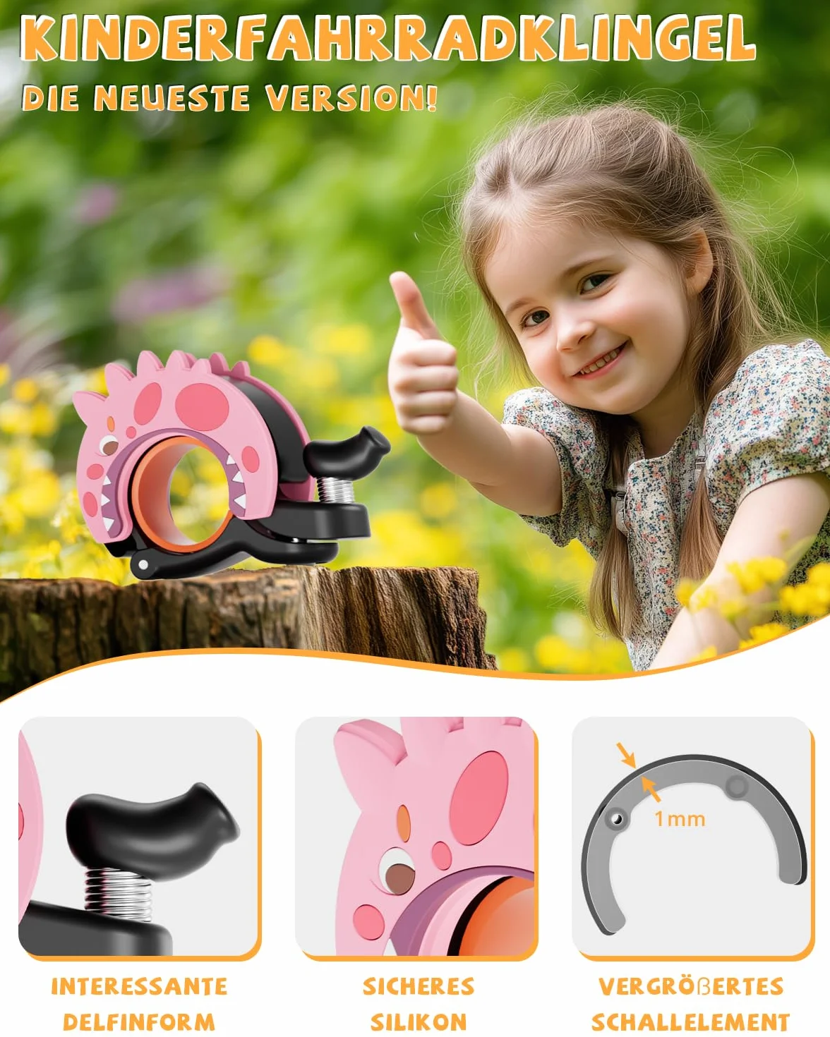 Campanello Bicicletta 22.2-25.4mm Mini Campanello per Bambini Ragazzi