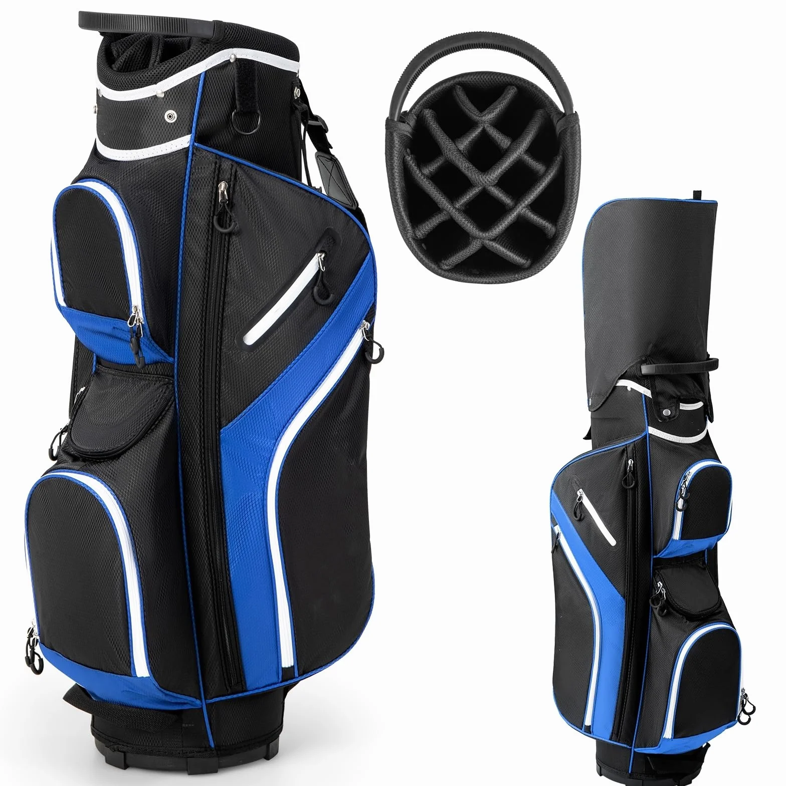 LIFEZEAL Sacca Golf, Travel Bag, Custodia a 14 Scomparti, Borsa Golf a Spalla, Leggera, Impermeabile, Portatile, con Cinghia, Portabicchierie, 9 Sacchi, Borsa Termica, Portaombrello
