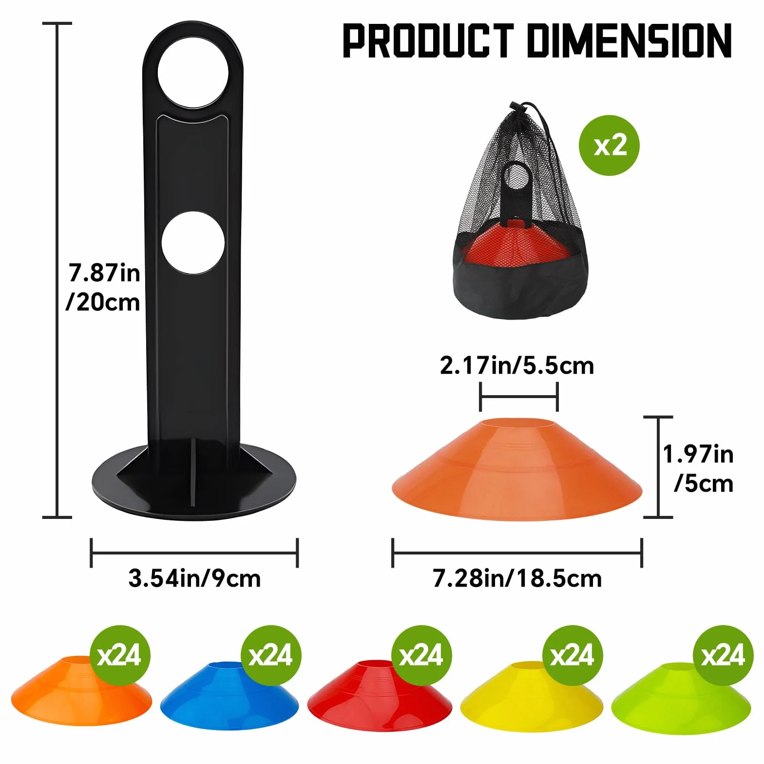 BIRDDIE Coni da Allenamento Calcio 60/120 Coni Agilità con Borsa 5 Colori