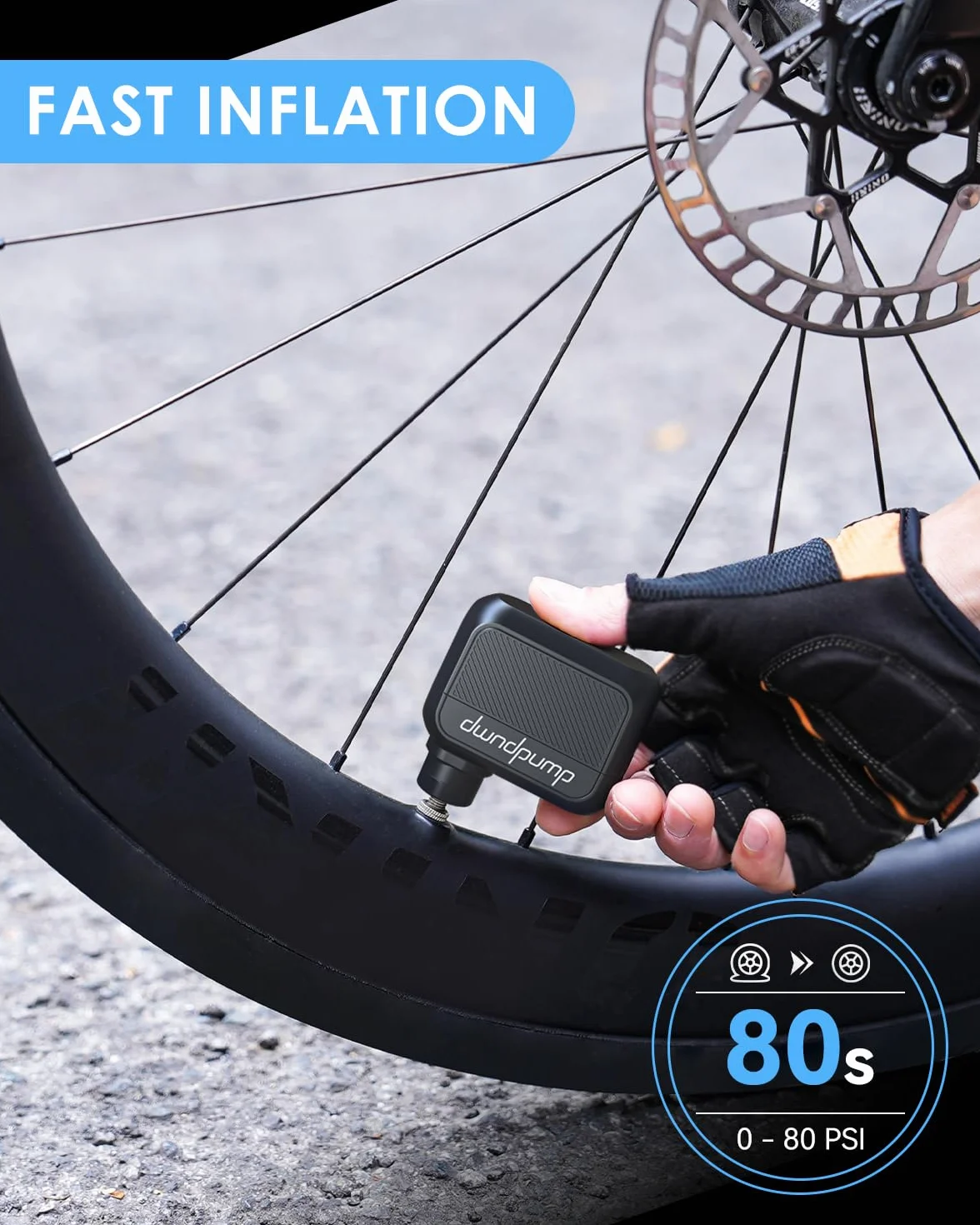 Mini pompa per bicicletta portatile 100PSI elettrica con valvole Presta e Schrader