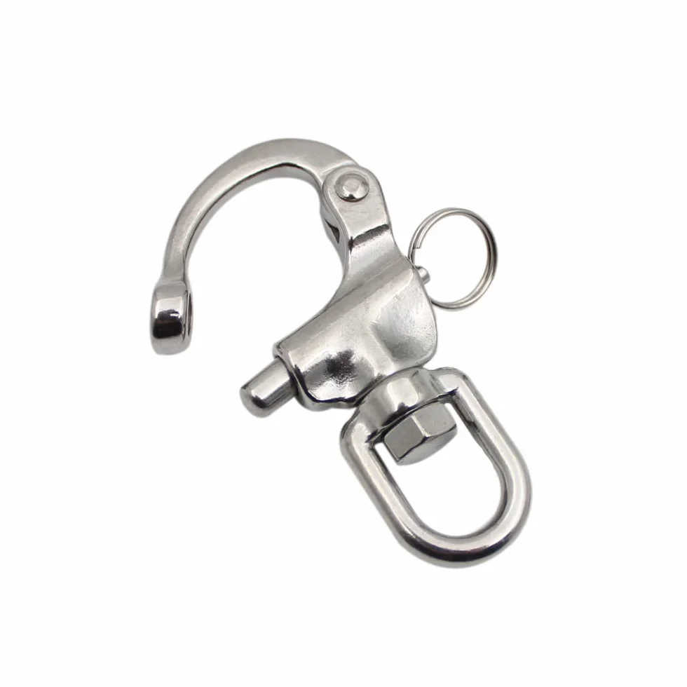 Spinnaker drizza grillo a scatto piccolo acciaio inox sgancio rapido girevole 70 mm 87 mm 128 mm