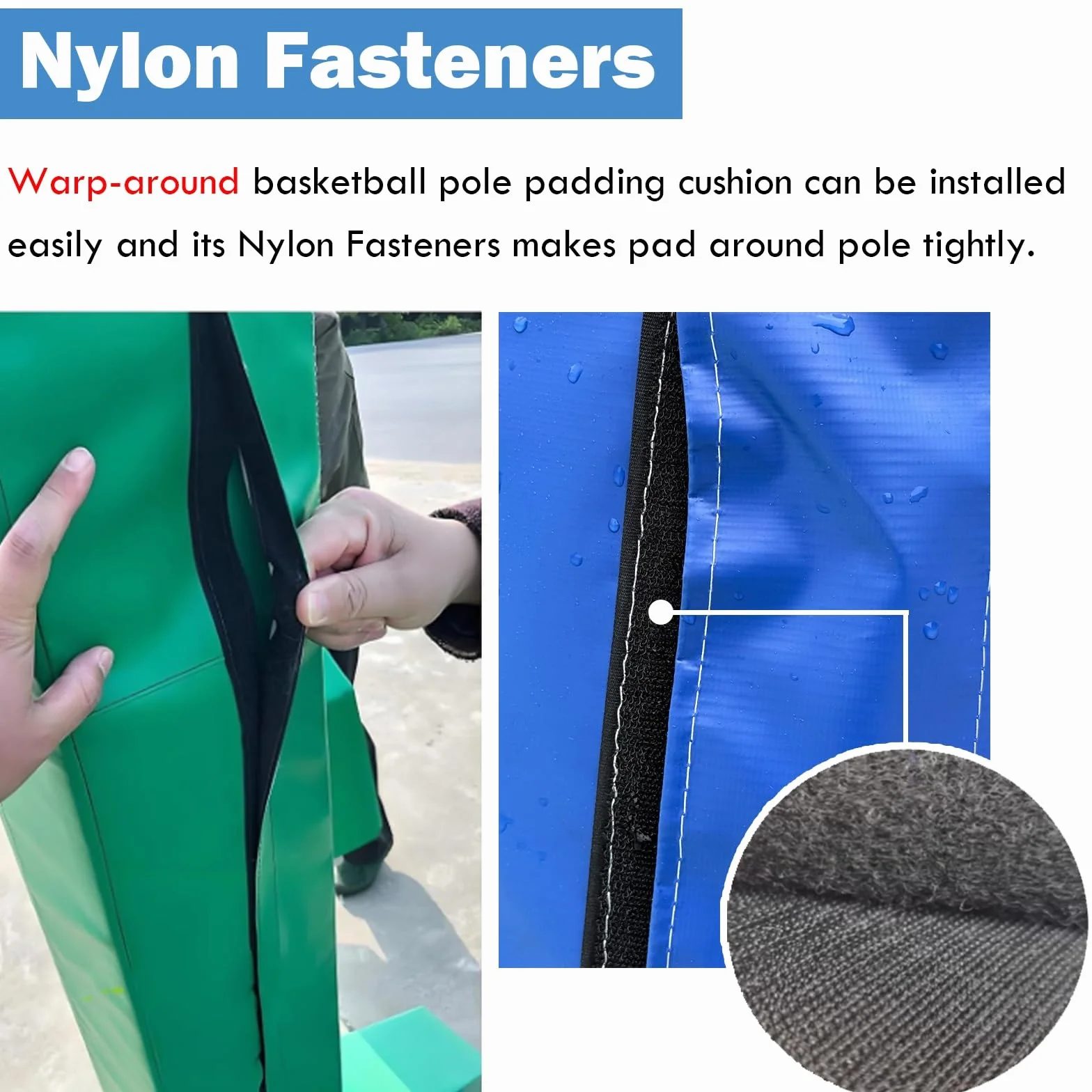 Imbottitura impermeabile per paletti sportivi con chiusura in nylon