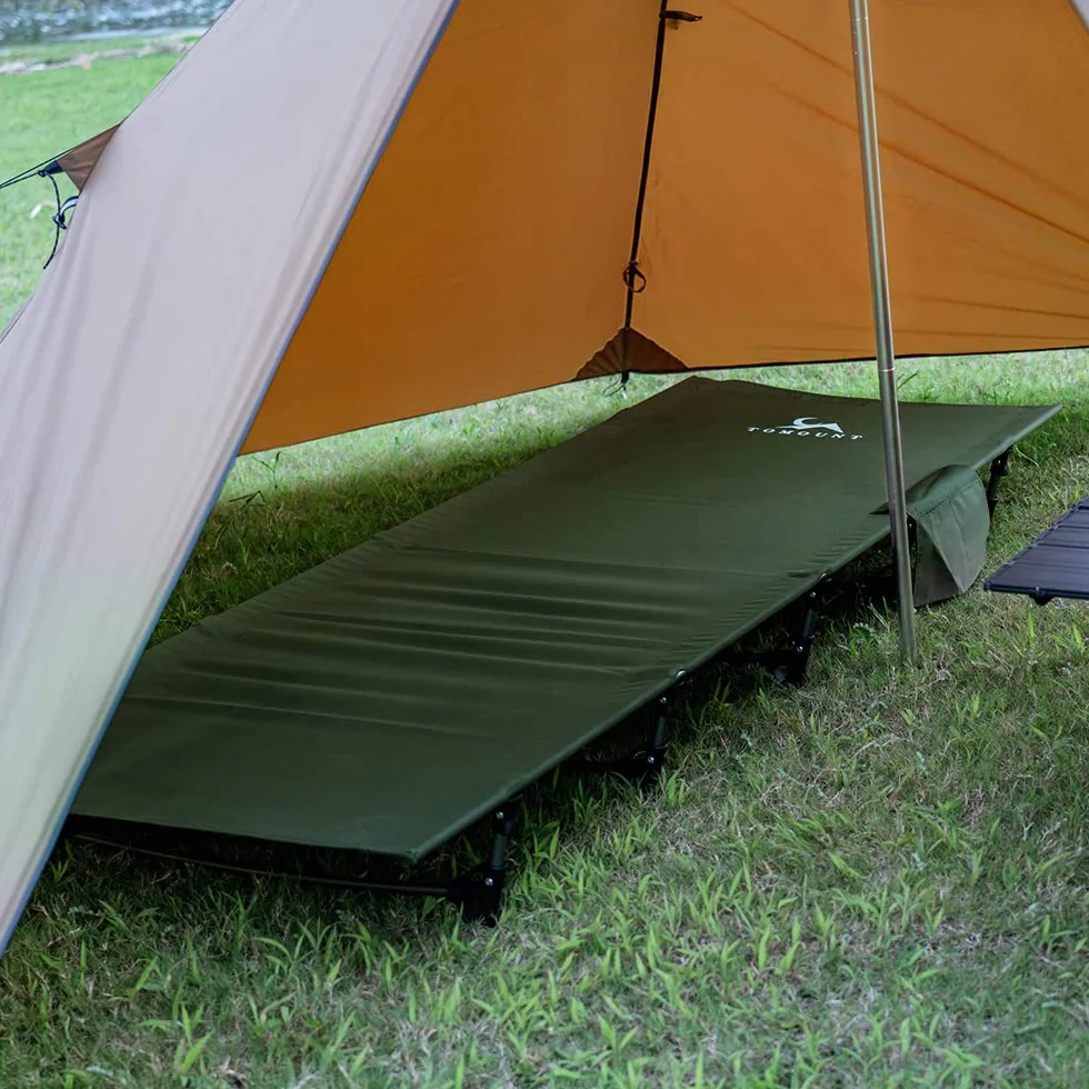 TOMOUNT Lettino da campeggio ultraleggero in alluminio 190 x 70 cm pieghevole compatto Verde