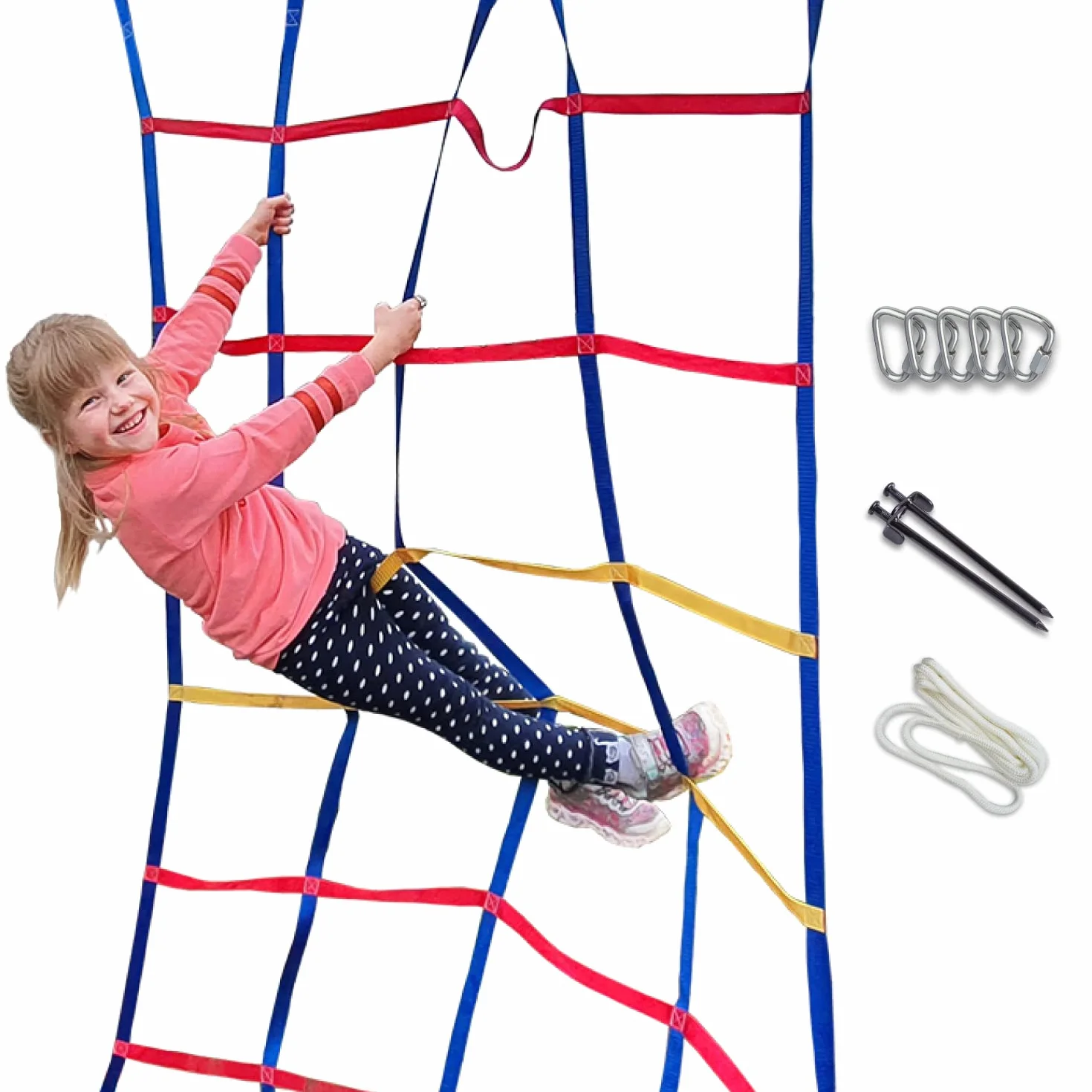 Rete da arrampicata per bambini 2m slackline Ninja accessori ancoraggio a terra
