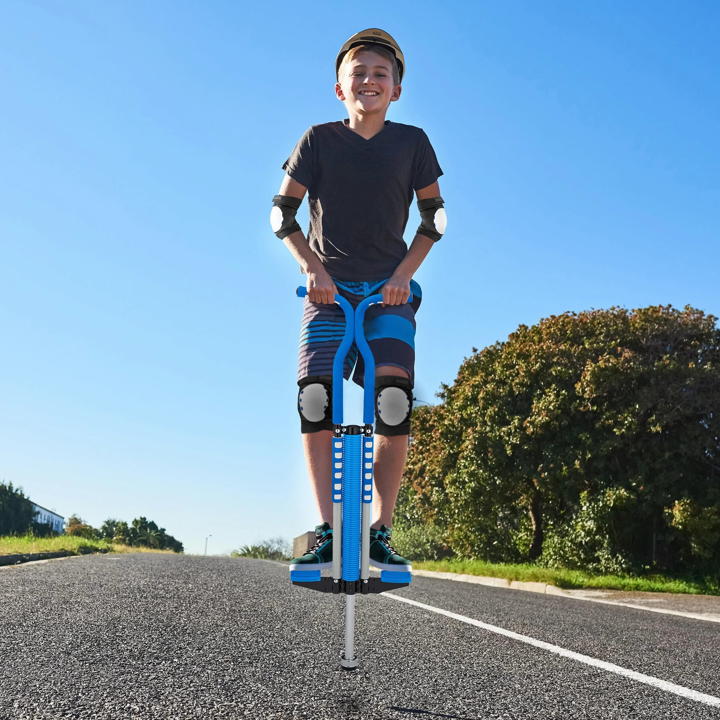 Relaxdays Salterello per Bambini, Pogo Stick, Acciaio Inox, 60 kg