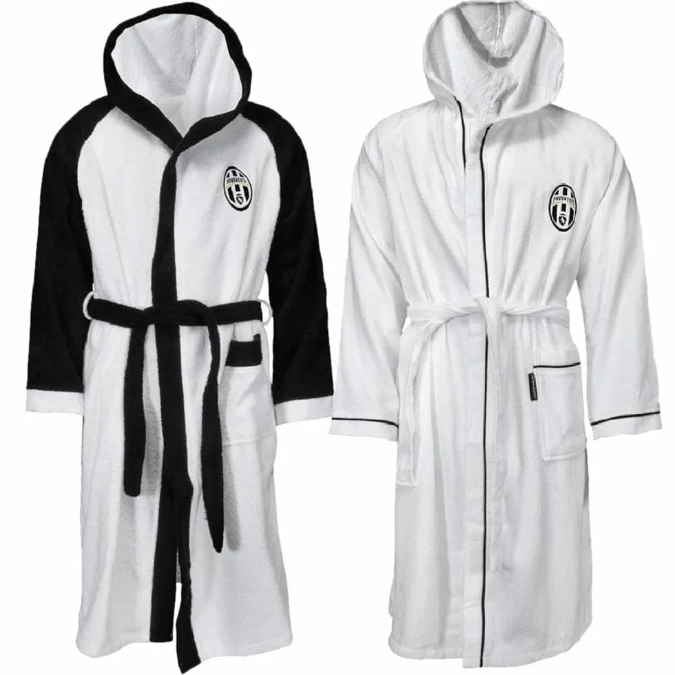Hermet Accappatoio JUVE In Spugna Calcio Logo Storico Ovale Juventus Personalizzabile Con Nome Ricamato
